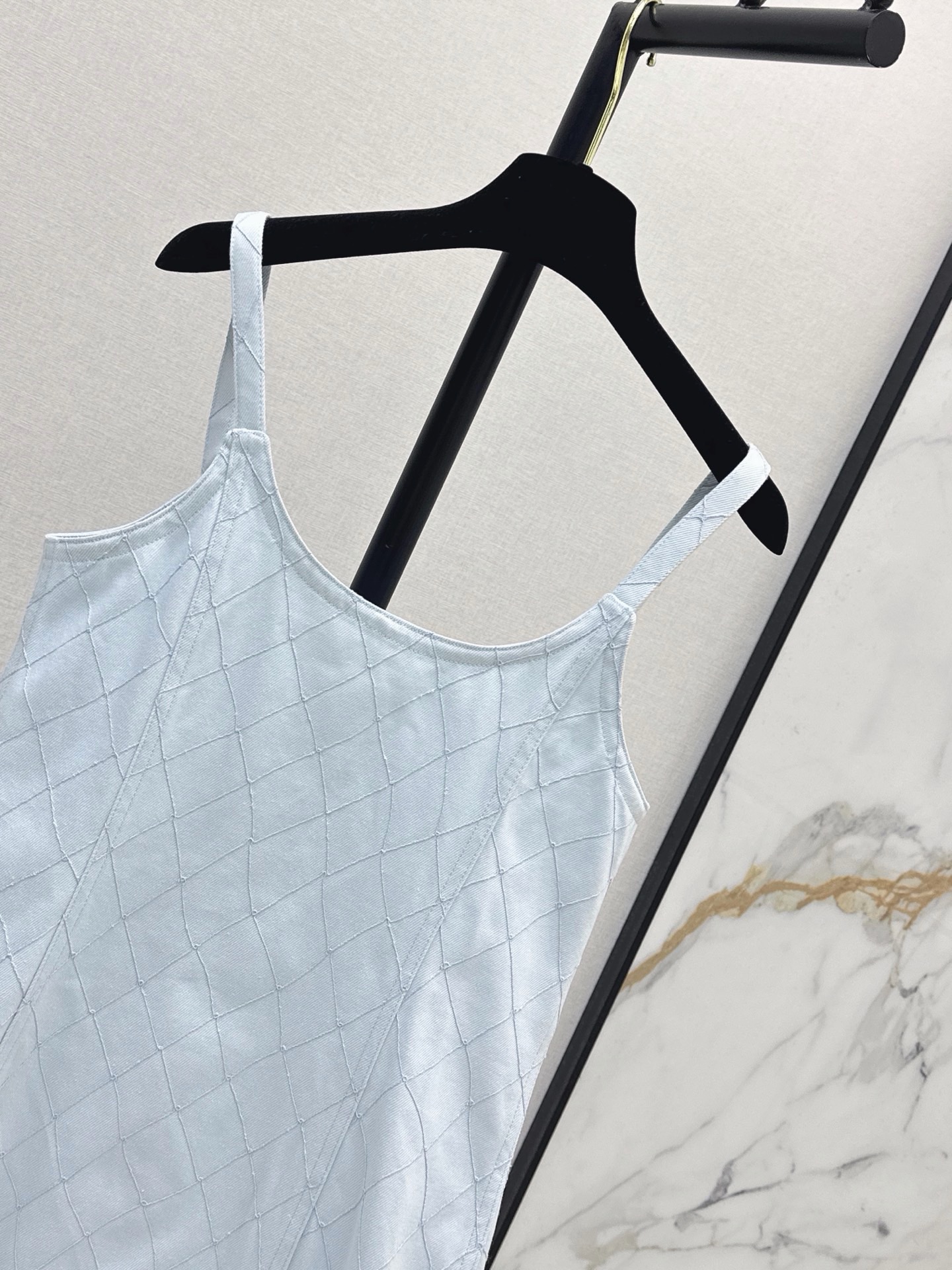 Chan 26ss denim embroidery slip dress