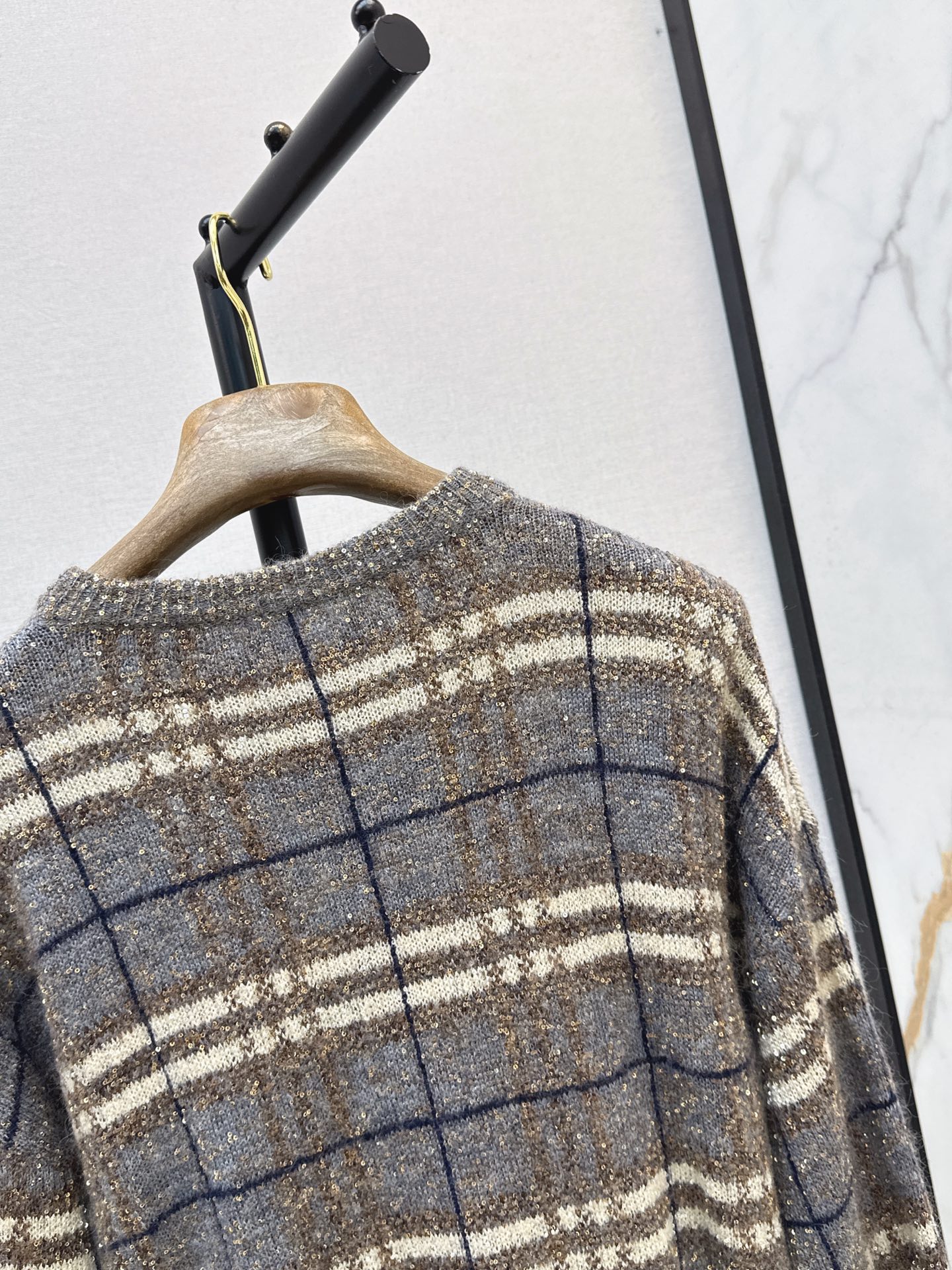 Brun 26fw plaid knit sweater
