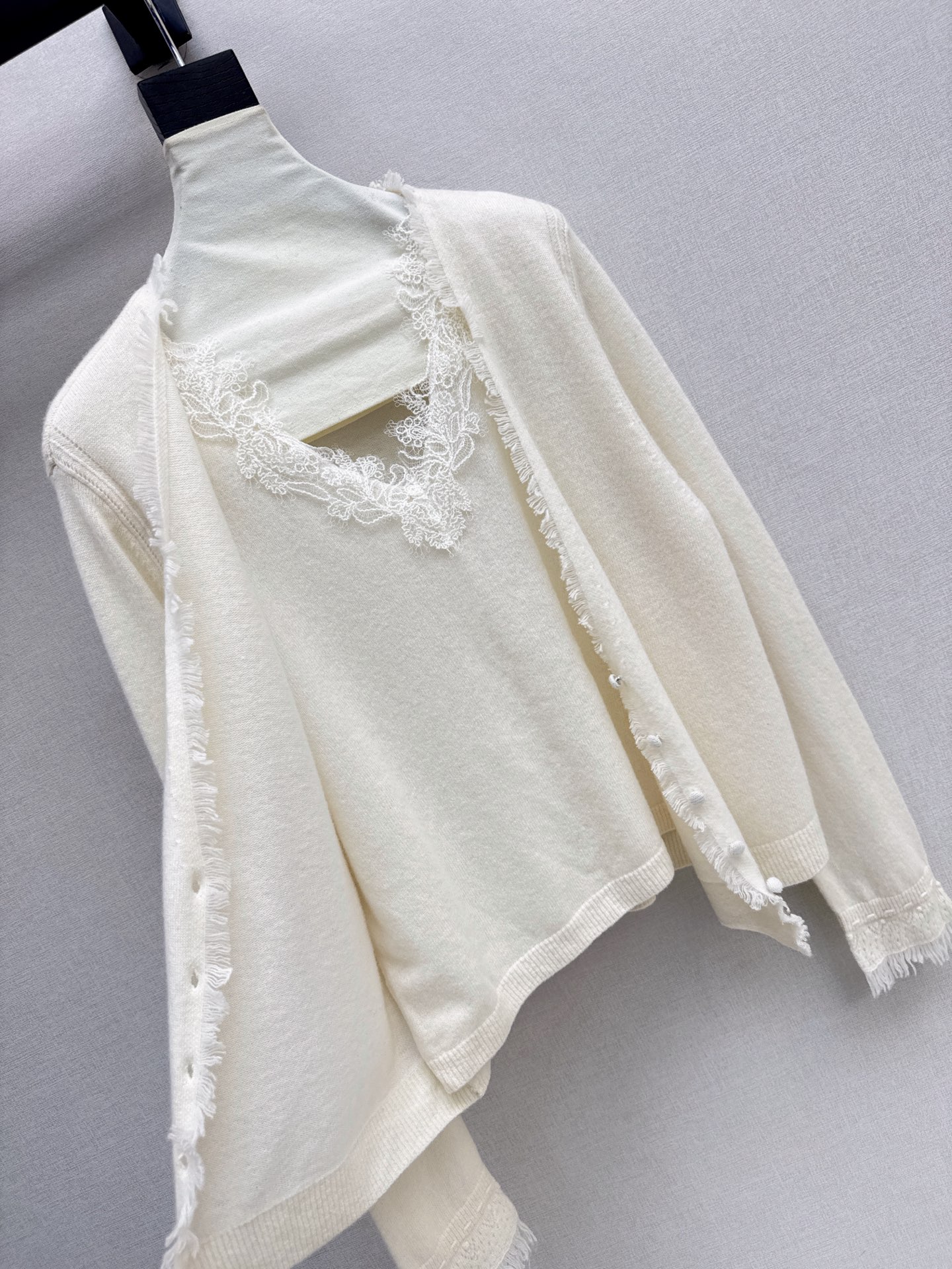 ES 26fw lace contract wool cardigan