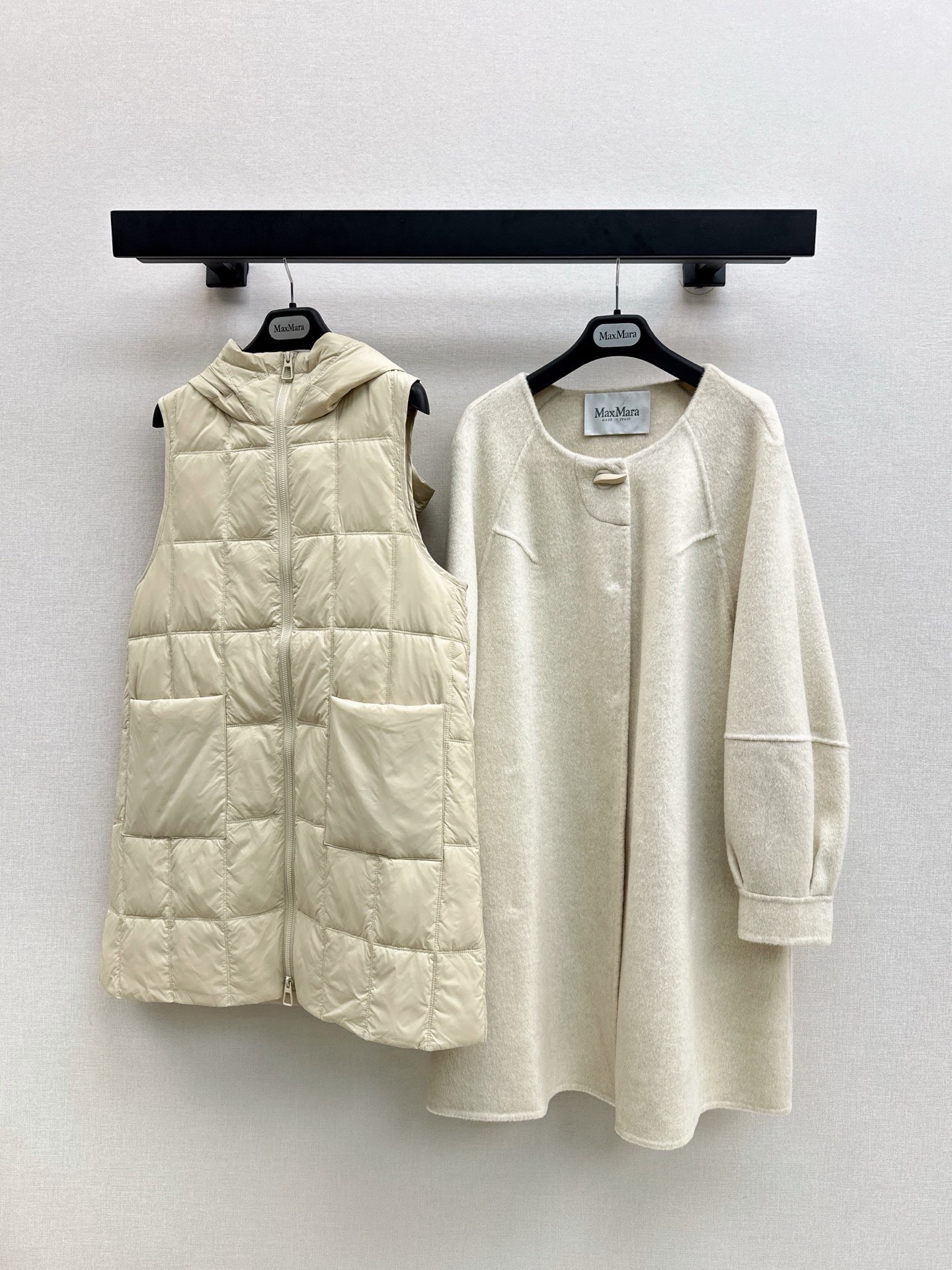 Max 26fw hooded down vest overcoats sets
