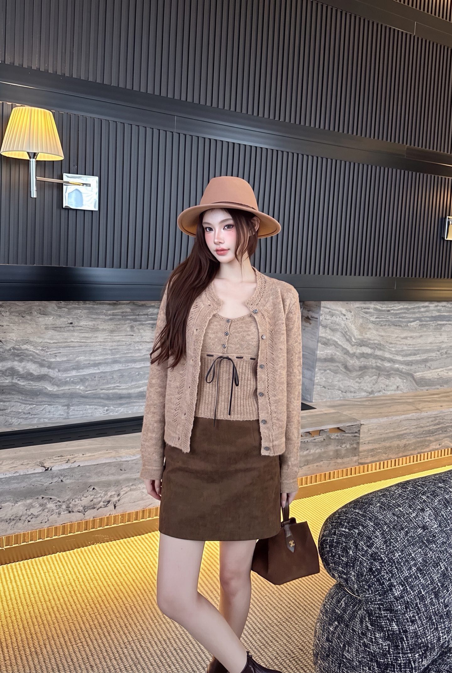 ES 26fw wool knit vest cardigan sets