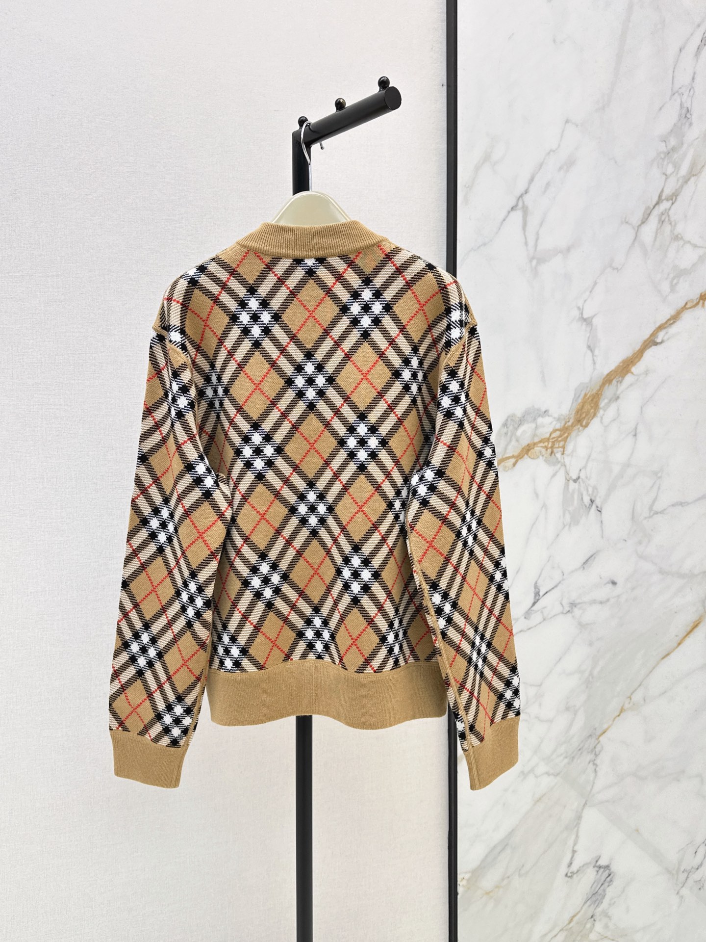 Bur 26fw check knit cardigan