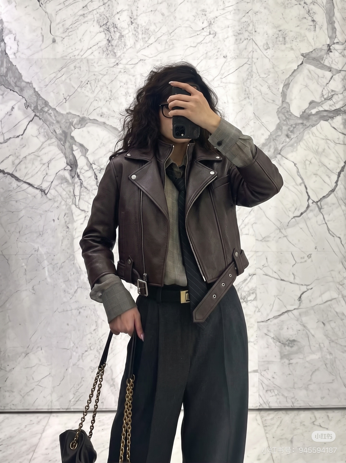Sain 26fw cropped moto leather jacket