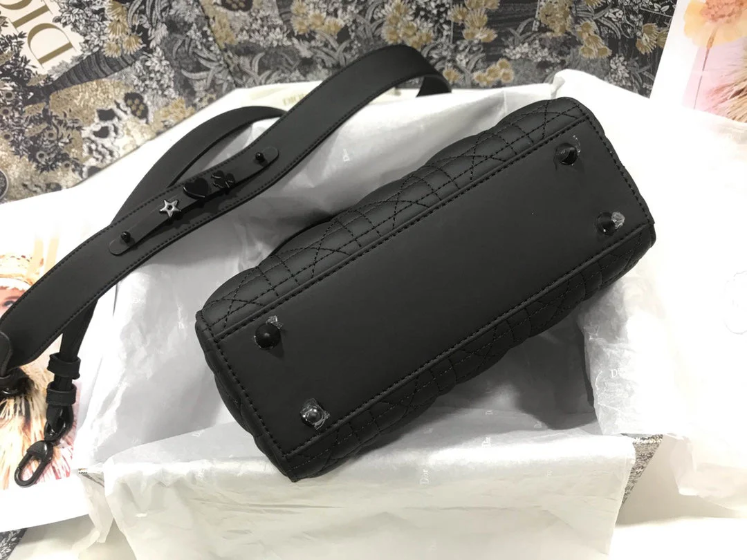 DO Mini Lady Bag Black Ultramatte Cannage Calfskin