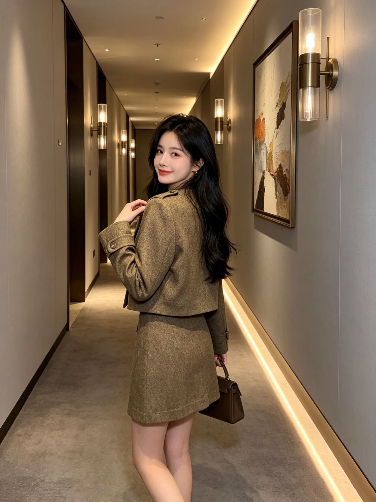 Chan 26fw cropped jacket jacket A-line skirt sets