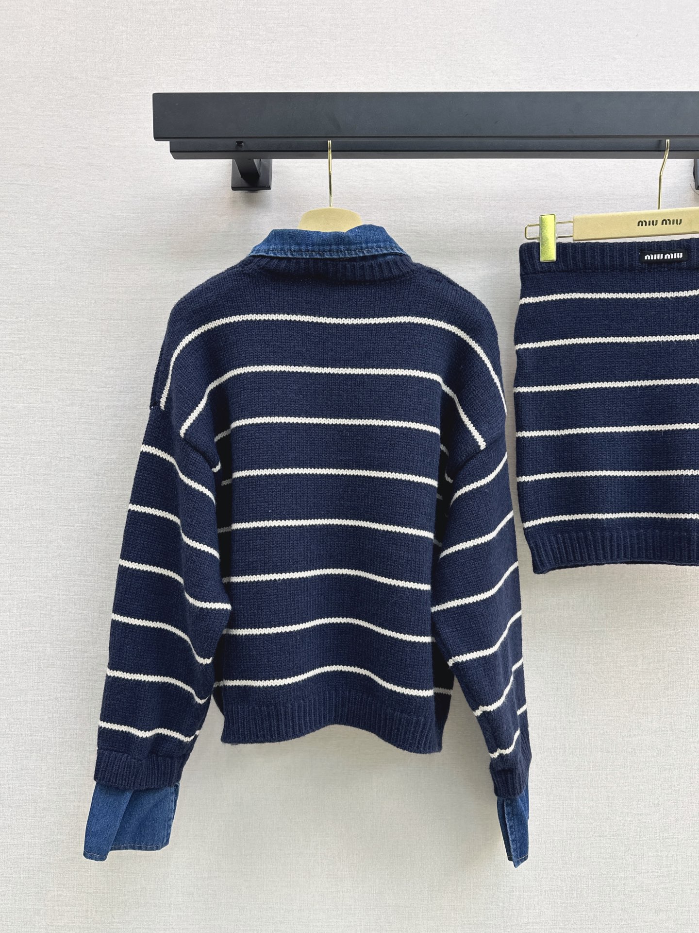 Miu 26fw stripe knitwear skirt sets