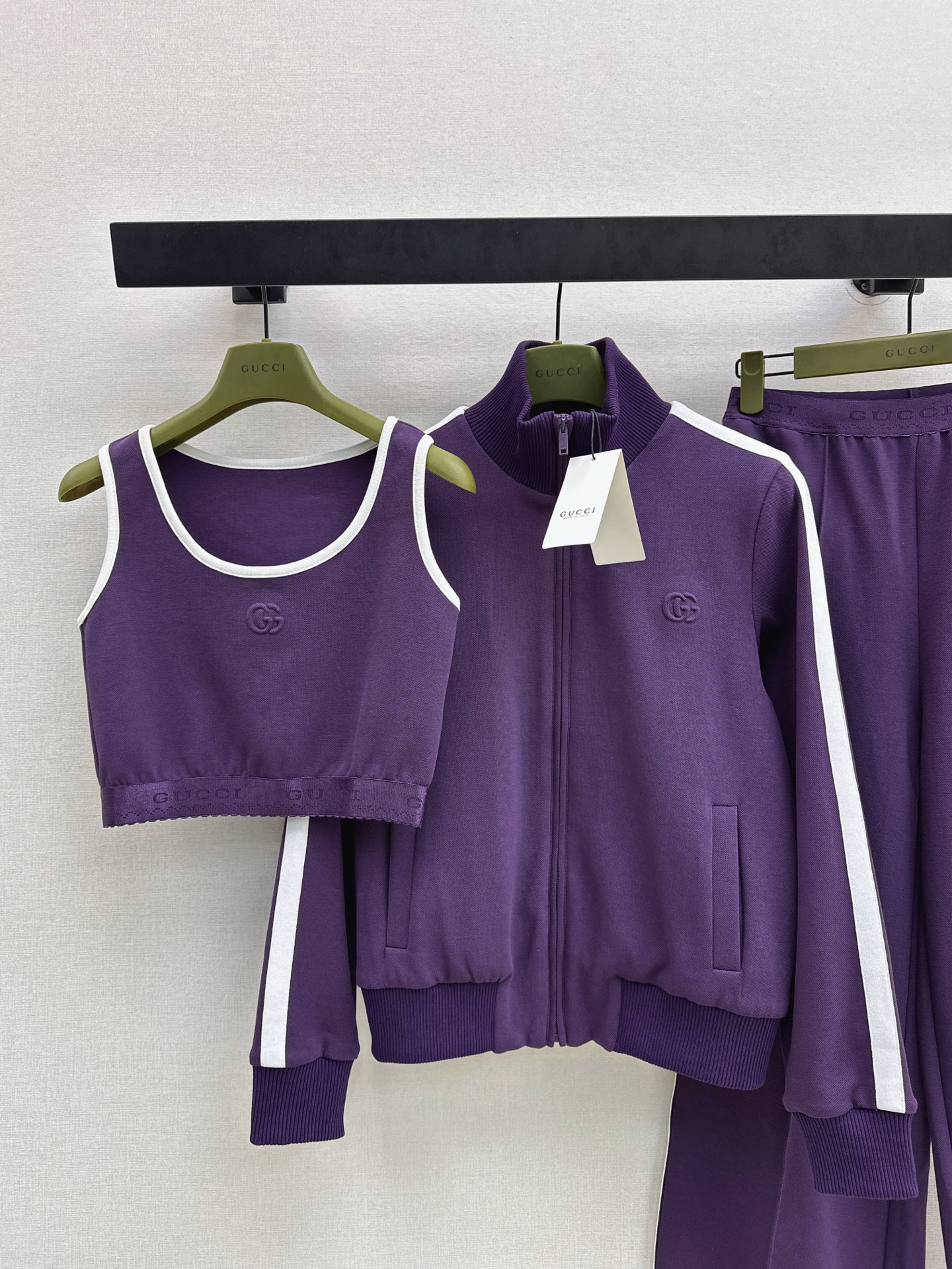 Guc 26fw zipper jacket vest pants sets