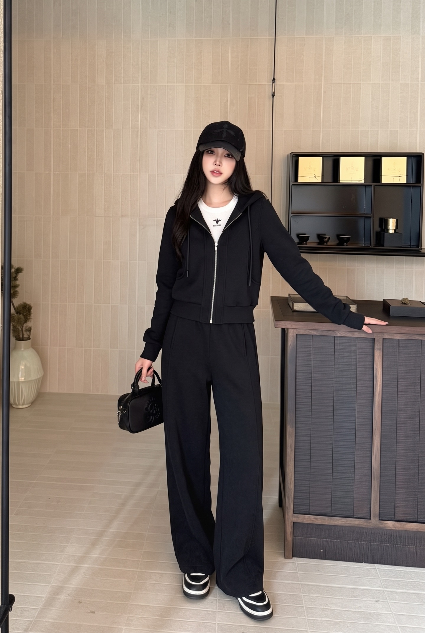 Brun 26fw hooded zipper jacket pants sets