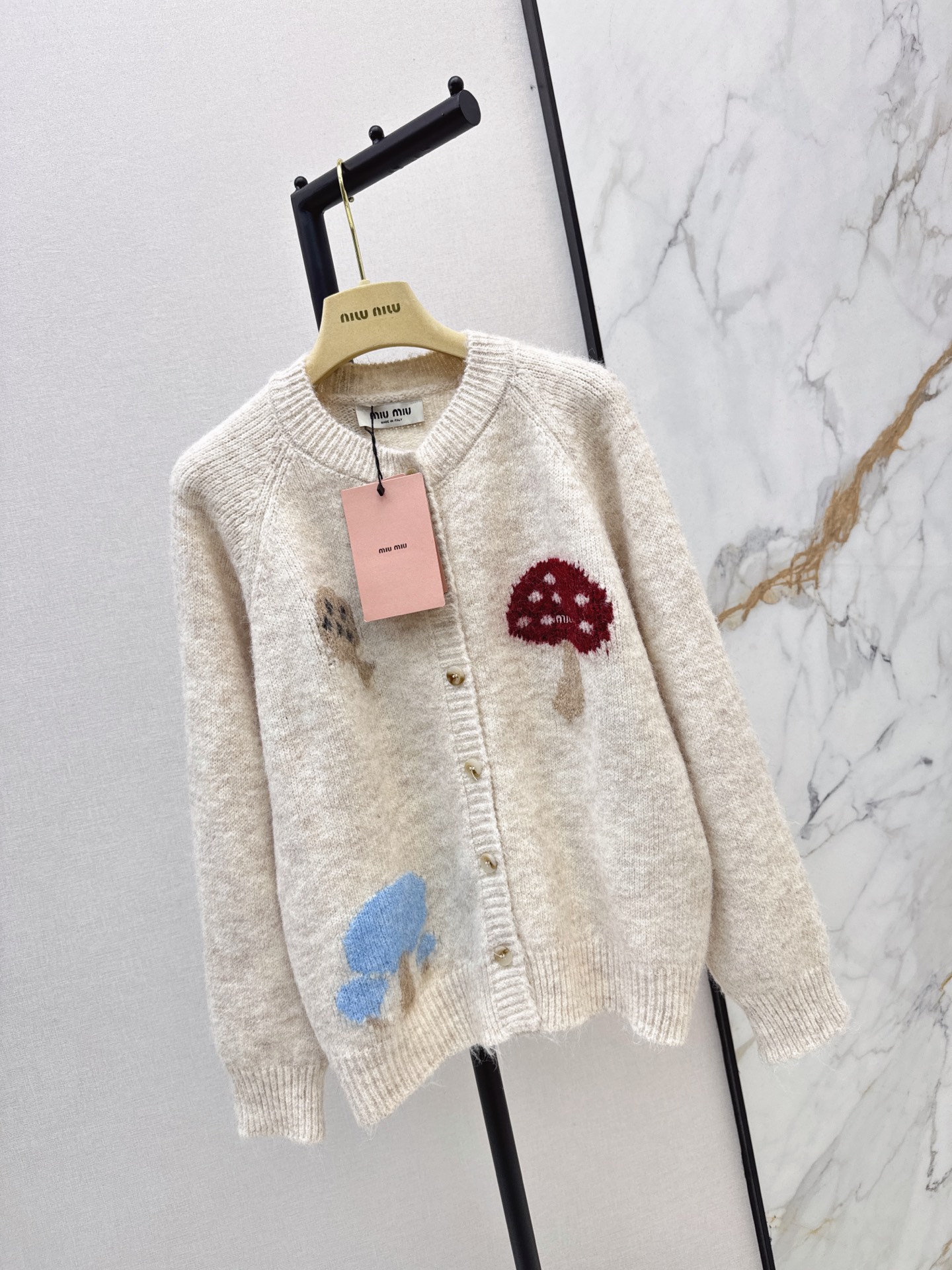 Miu 26fw jacquard knit cardigan