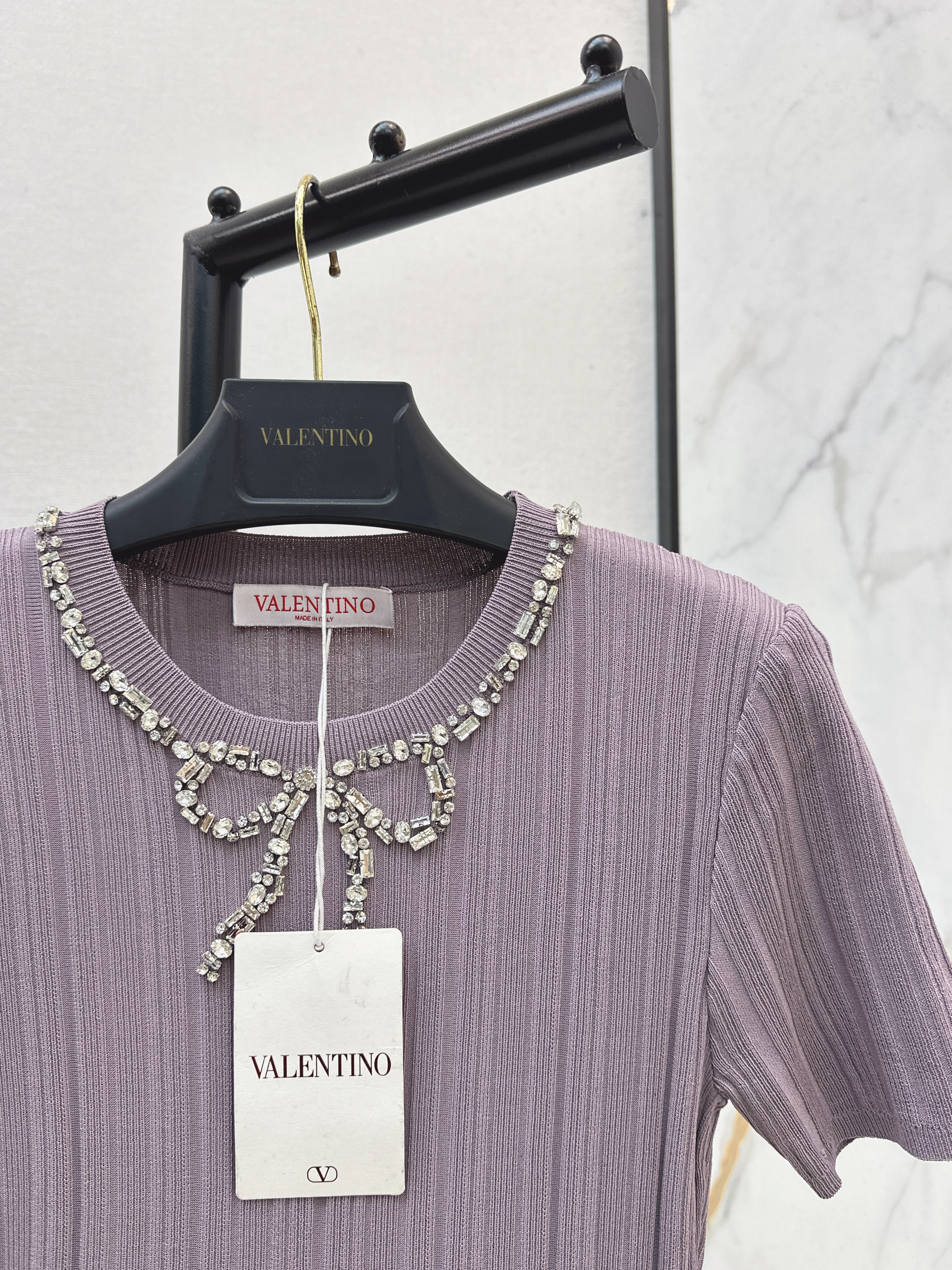 Valen 26ss beading knit contract dress