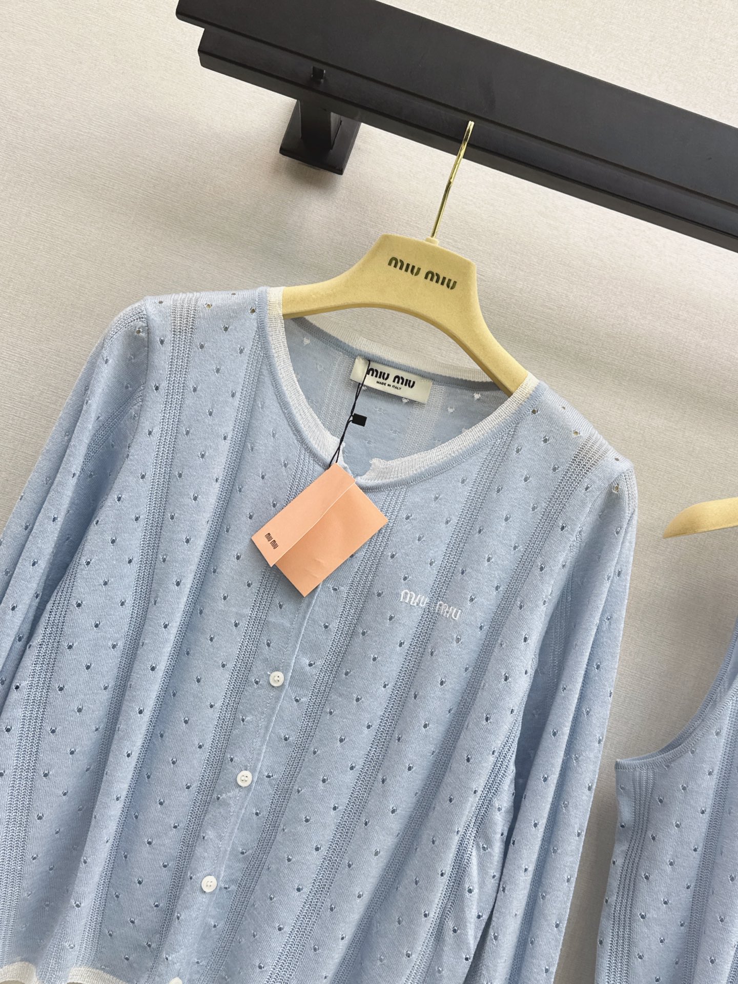 Miu 26fw lace trim knit cardigan vest sets