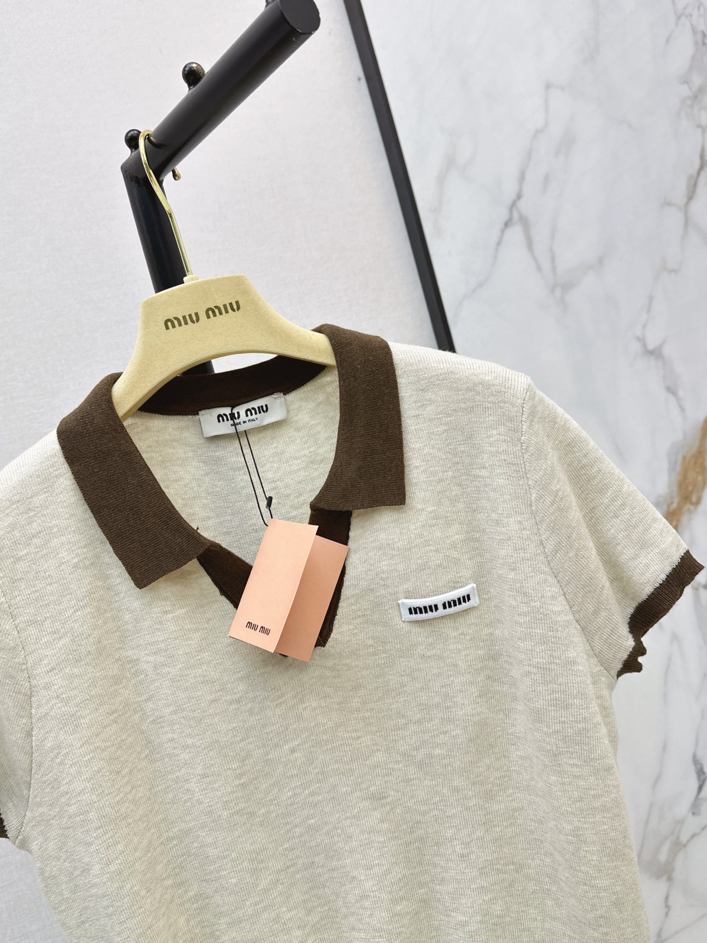Miu 26ss polo knit top
