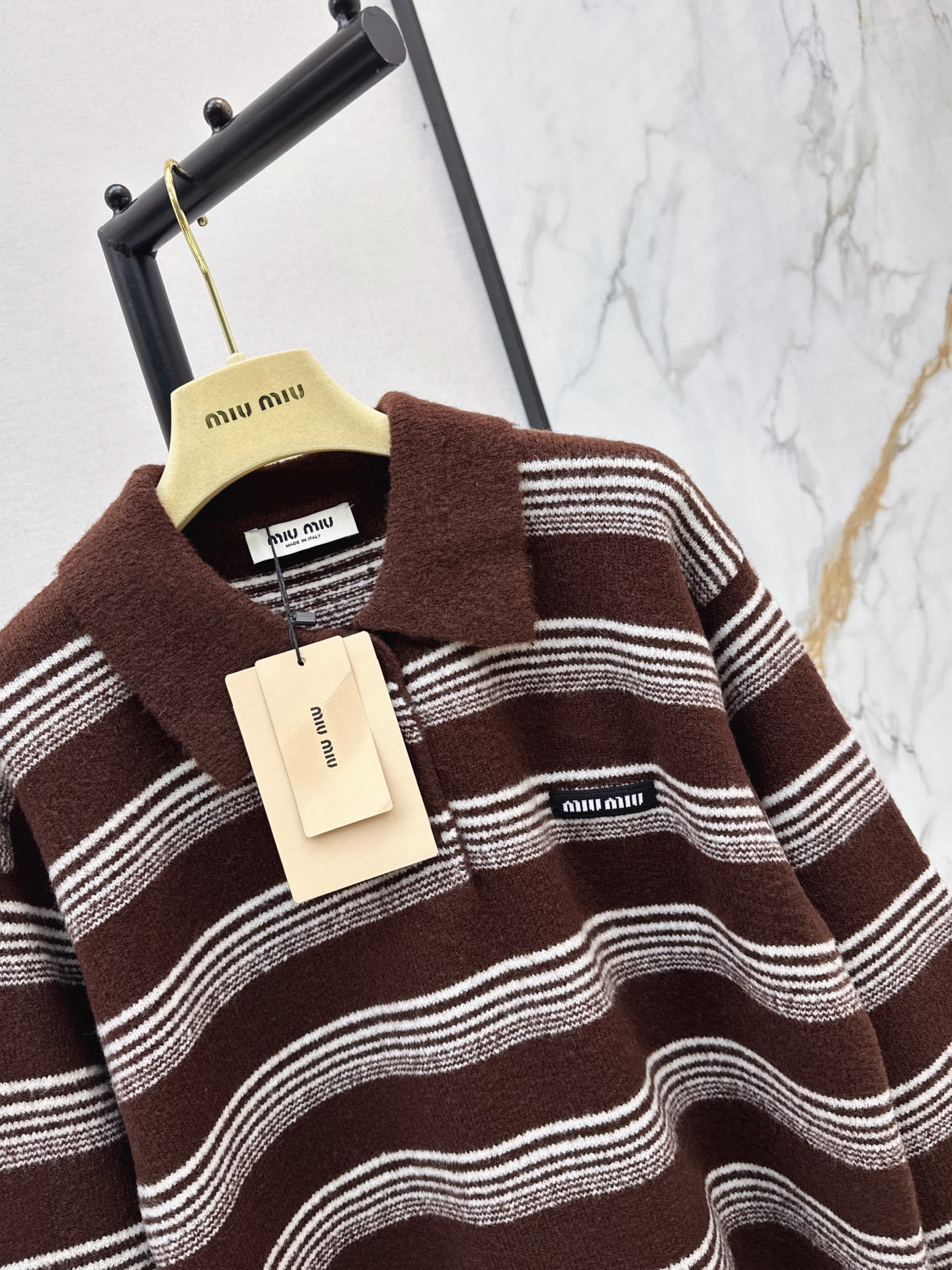 Miu 26fw stripe polo knitwear