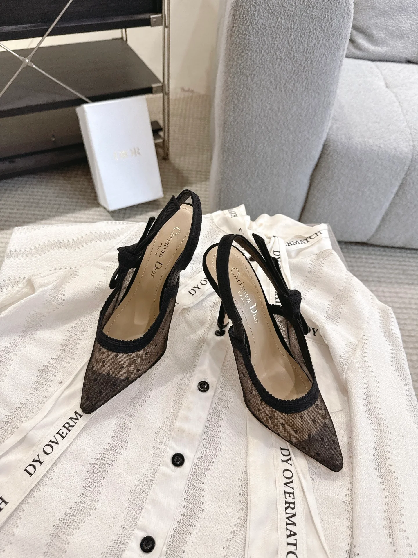 CD 25fw mesh slingback heels
