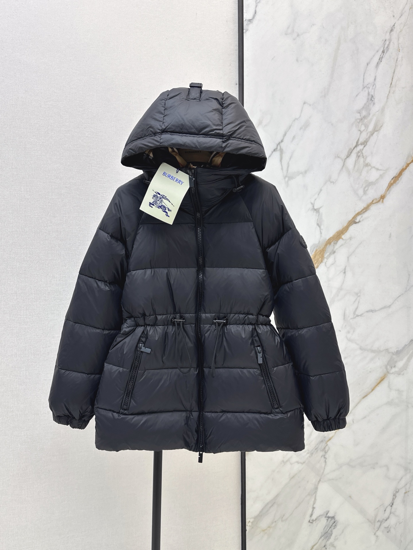 Bur 26fw hooded drawstring down jacket
