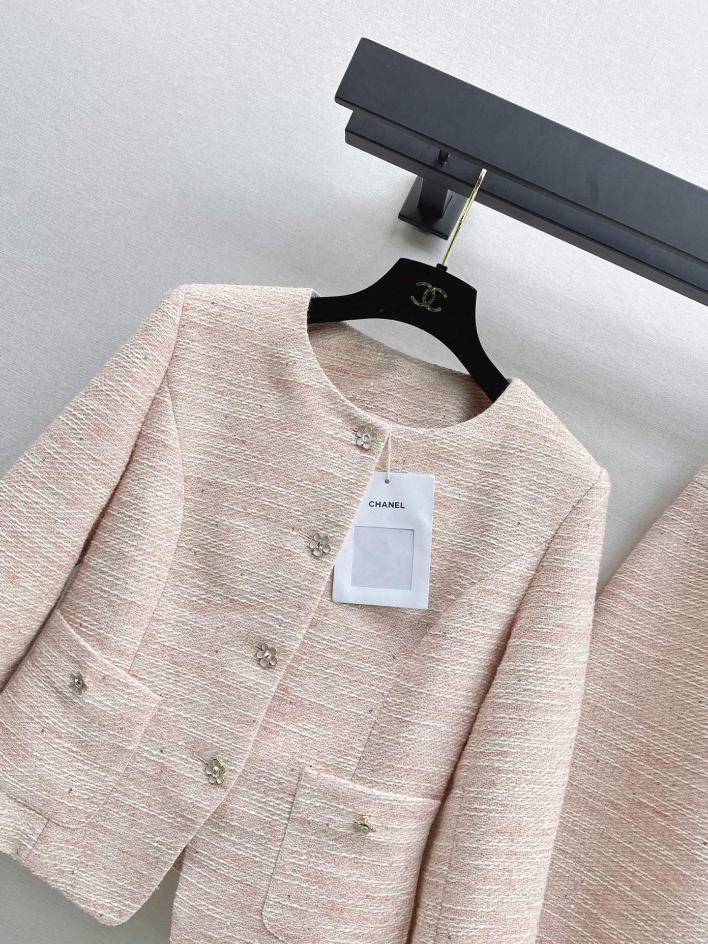 Chan 26fw tweed woven jacket skirt sets