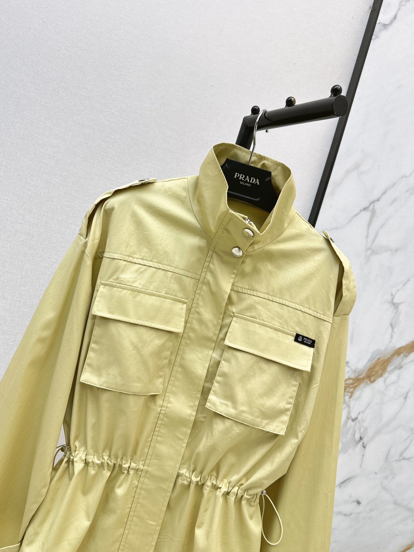 Pra 26fw drawstring stand collar jacket