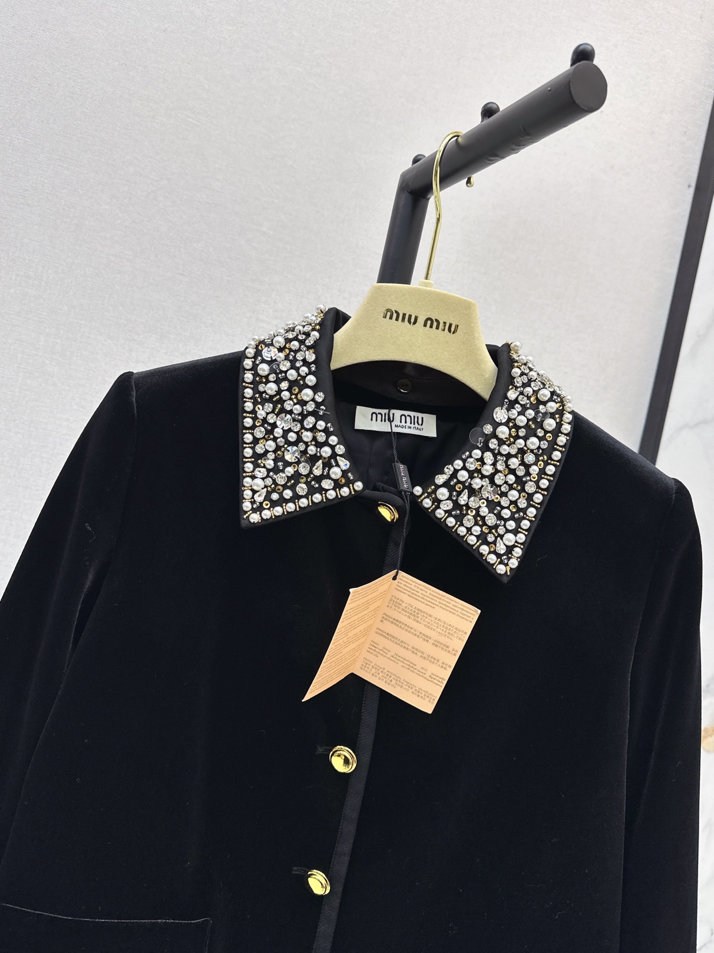 Miu 26fw cropped beading velvet jacket