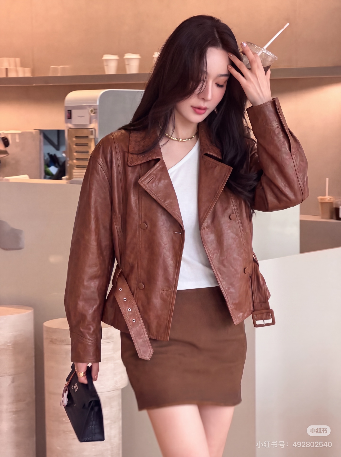 Bott 26fw belted leather jacket