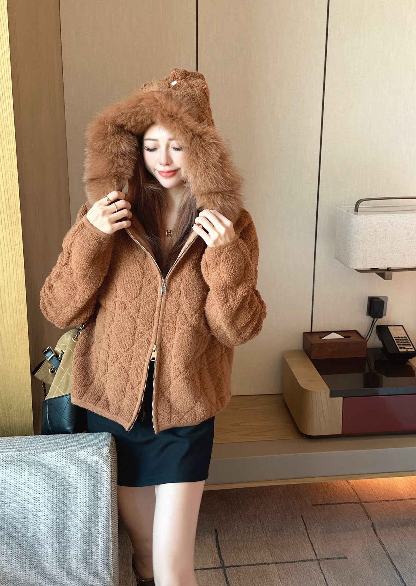 CD 26fw fur-trim hooded jacket