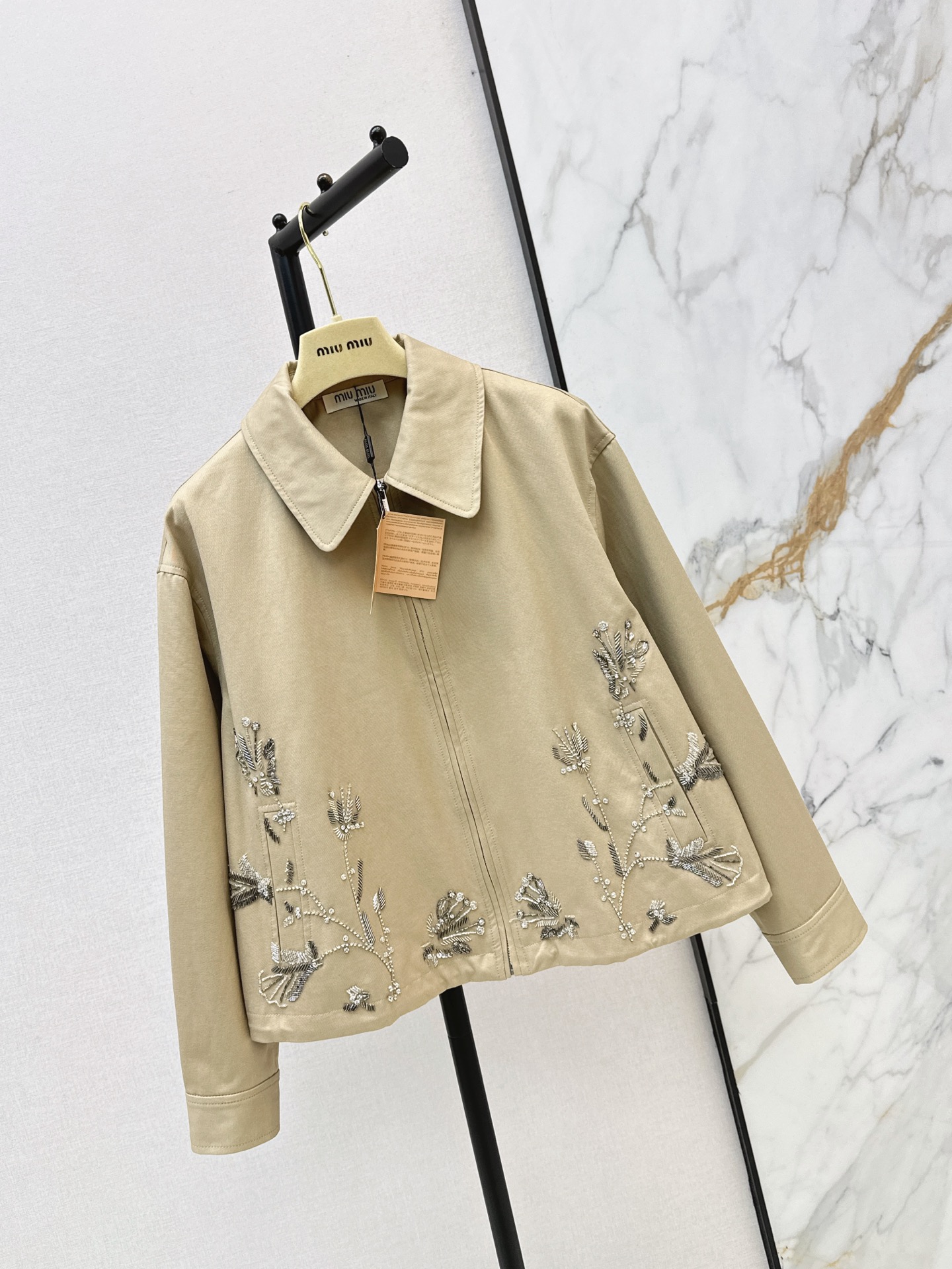 Miu 26fw beading cropped trench coats