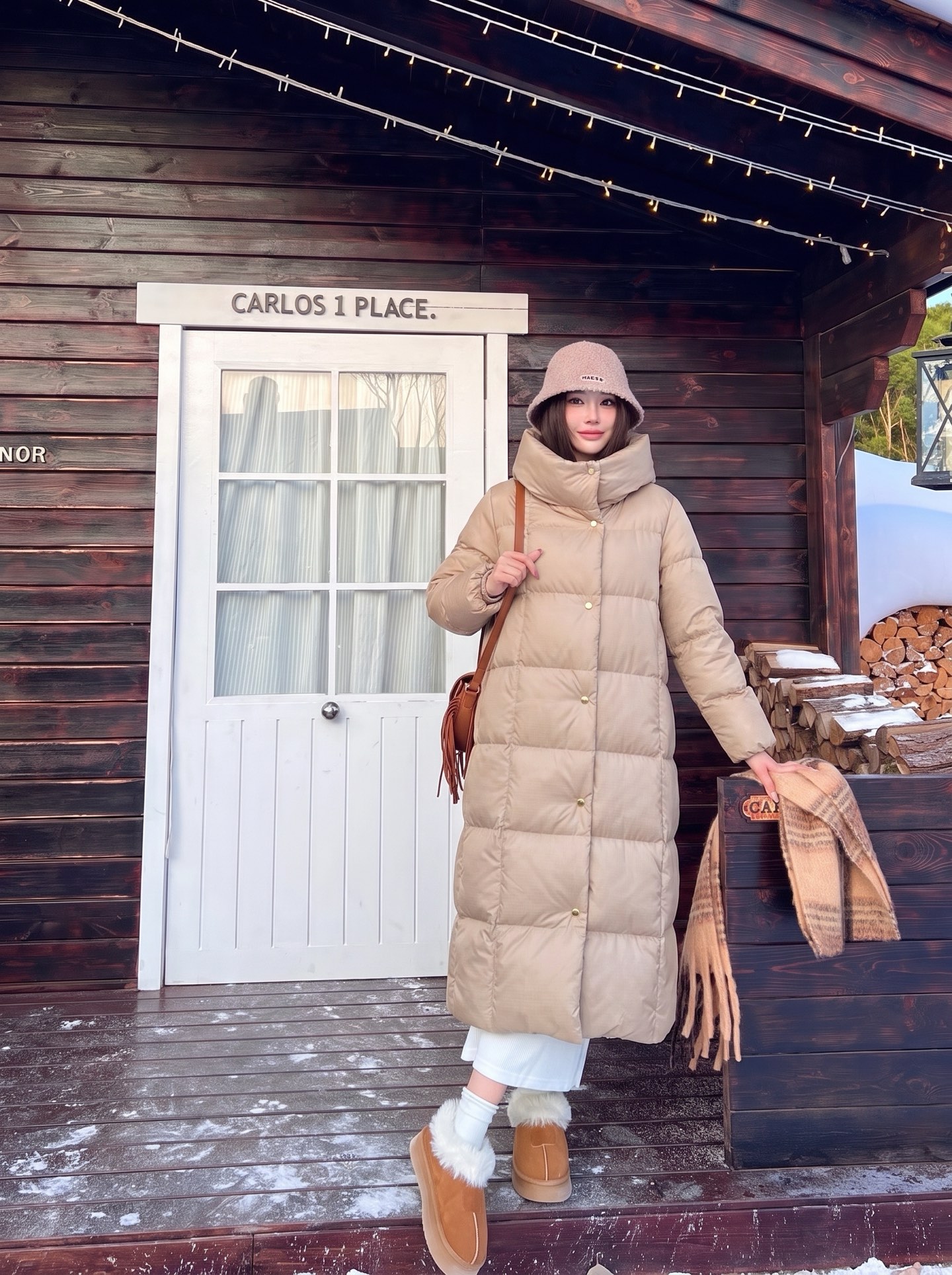 Max 26fw hooded long down jacket