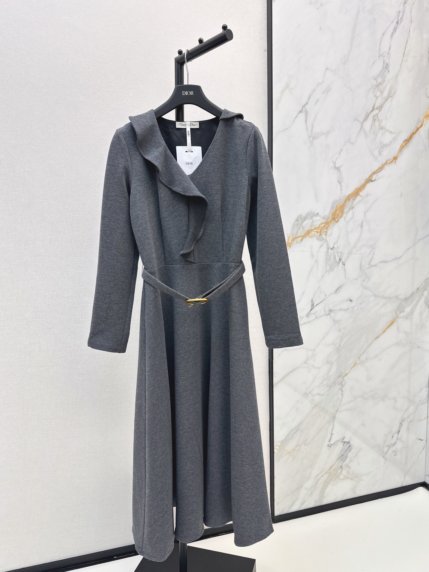 CD 26fw ruffle belted dress