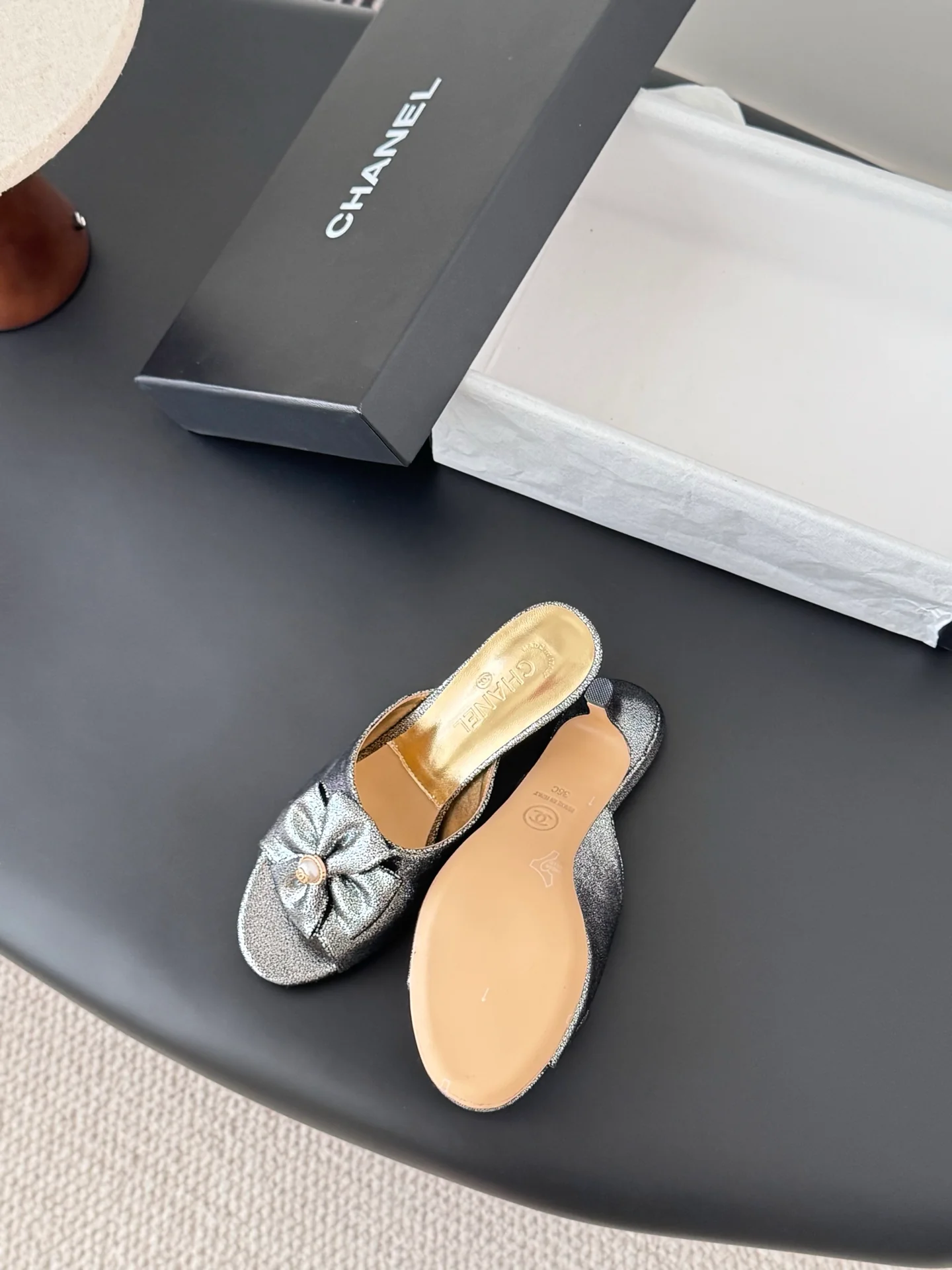 Chan 26ss kitten heel slides