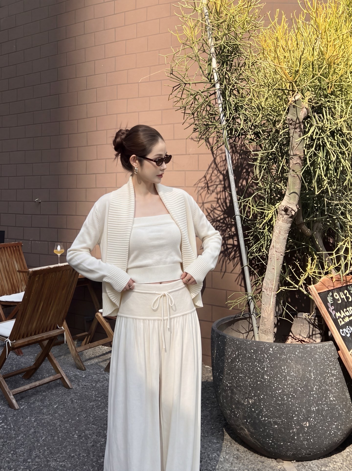 Row 26fw wool cardigan tube top pants sets