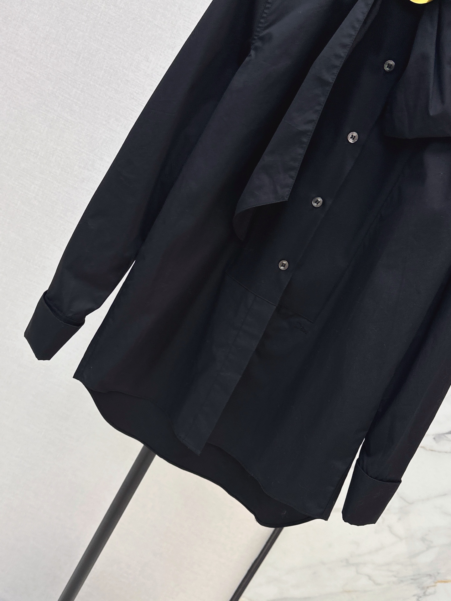 CD 26fw Ring-Detail Tie-Neck Shirt