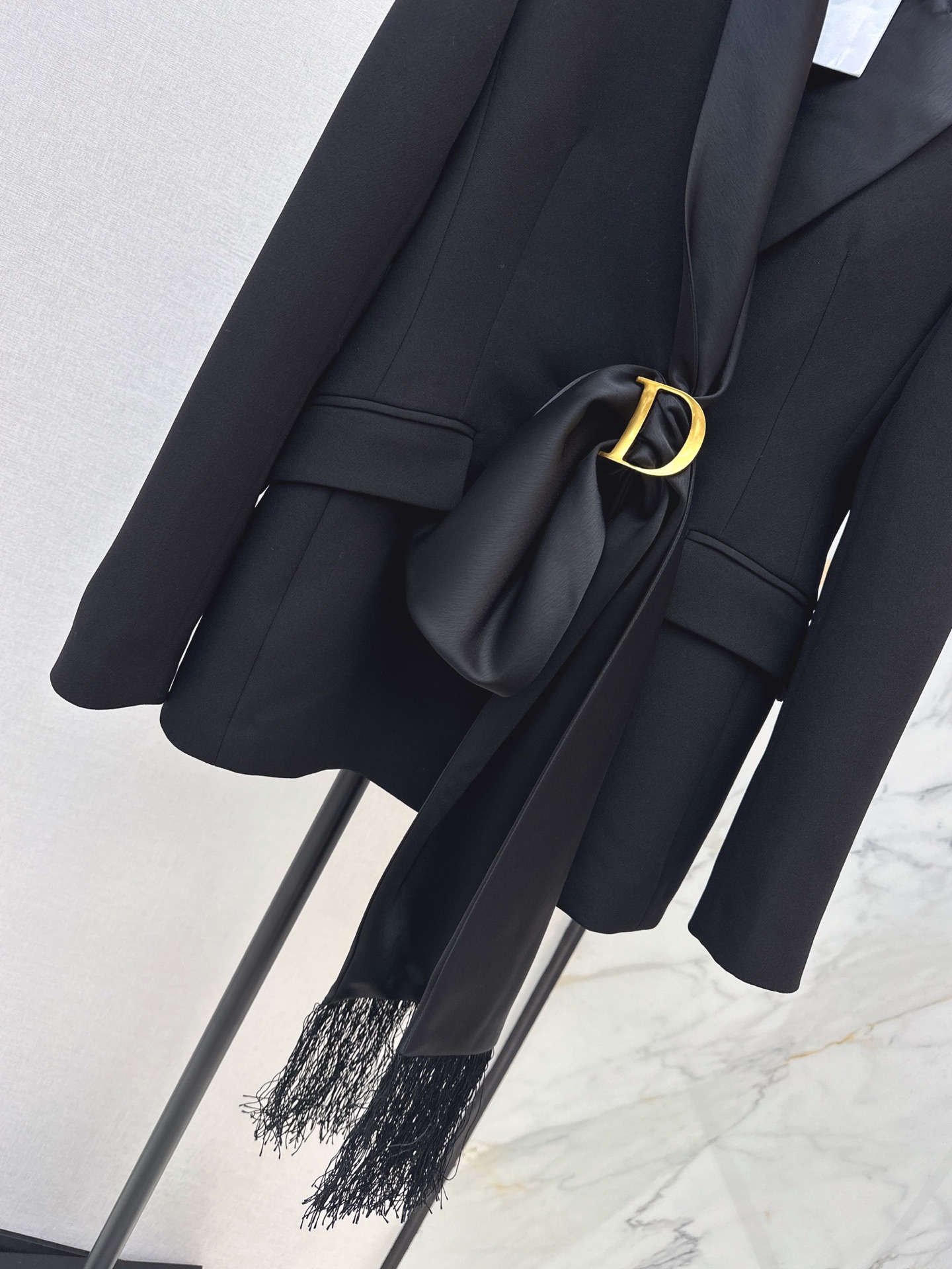 CD 26fw blazer with fringed sash belt