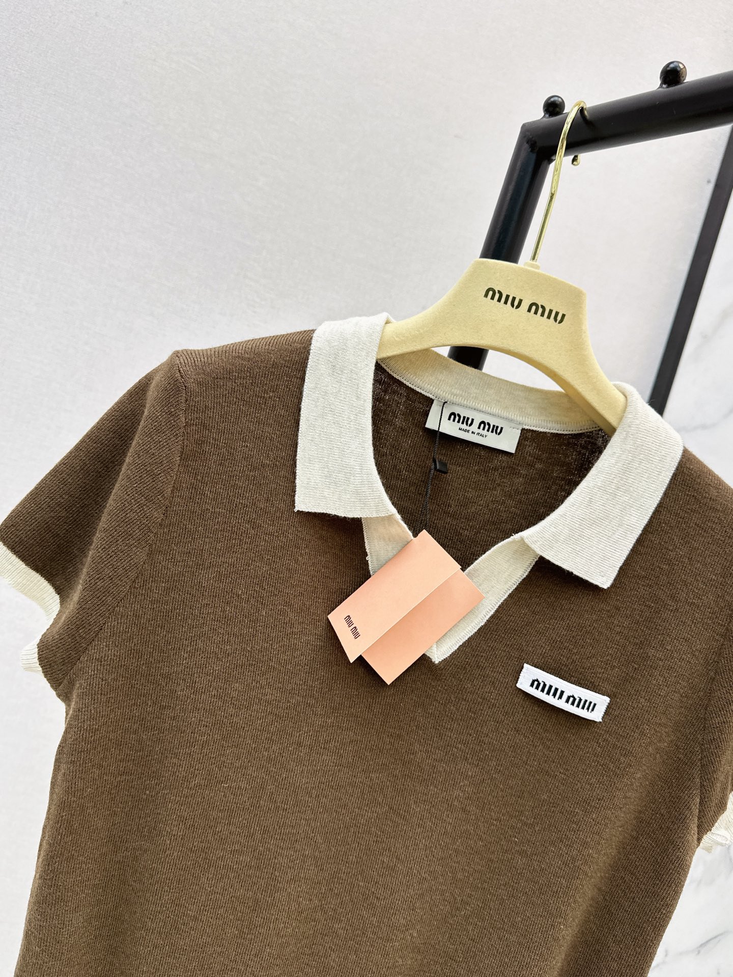 Miu 26ss polo knit top