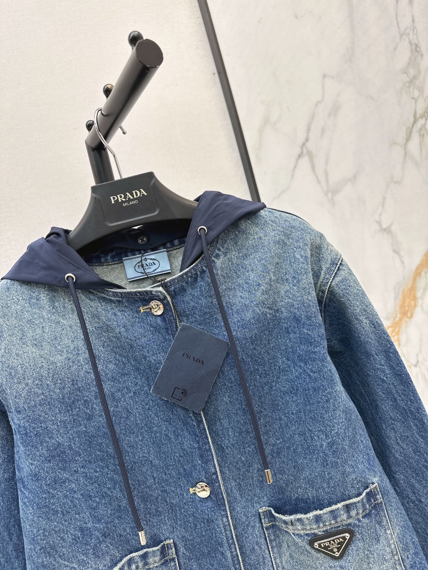 Pra 26fw hooded denim jacket