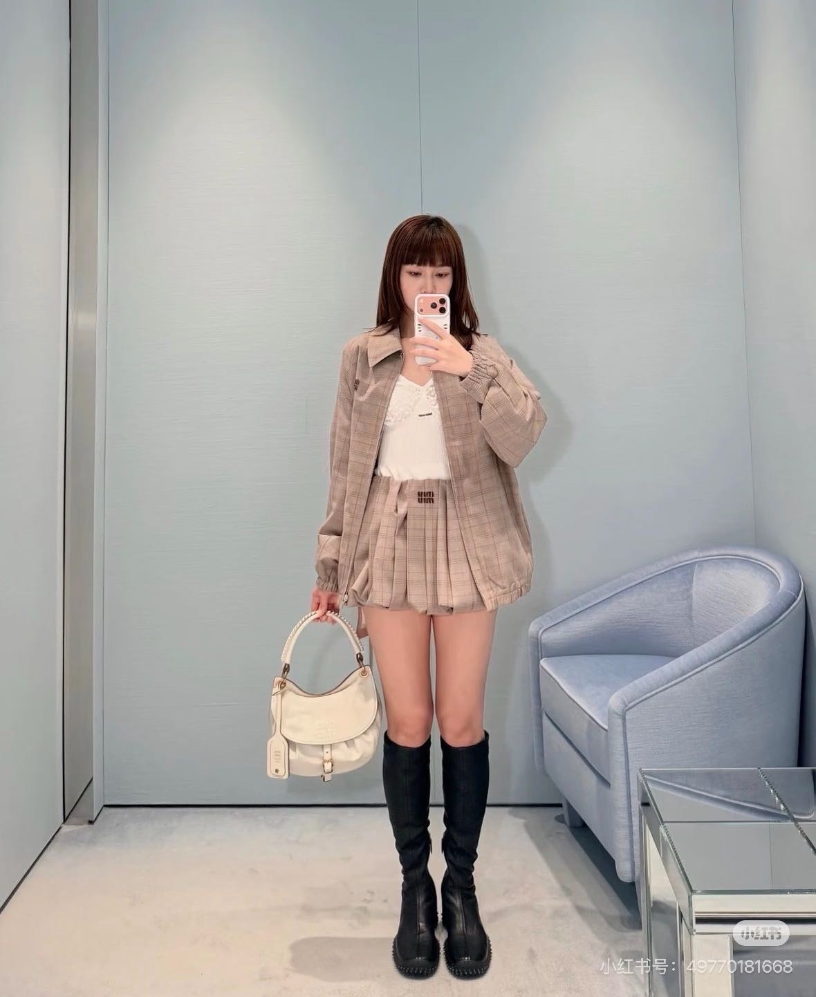 Miu 26fw check jacket
