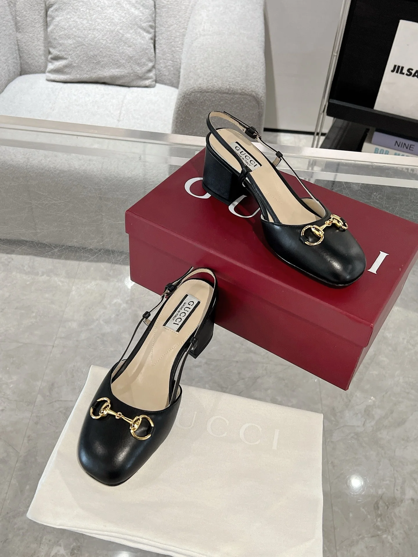 Gucc 25fw slingback chunky heels