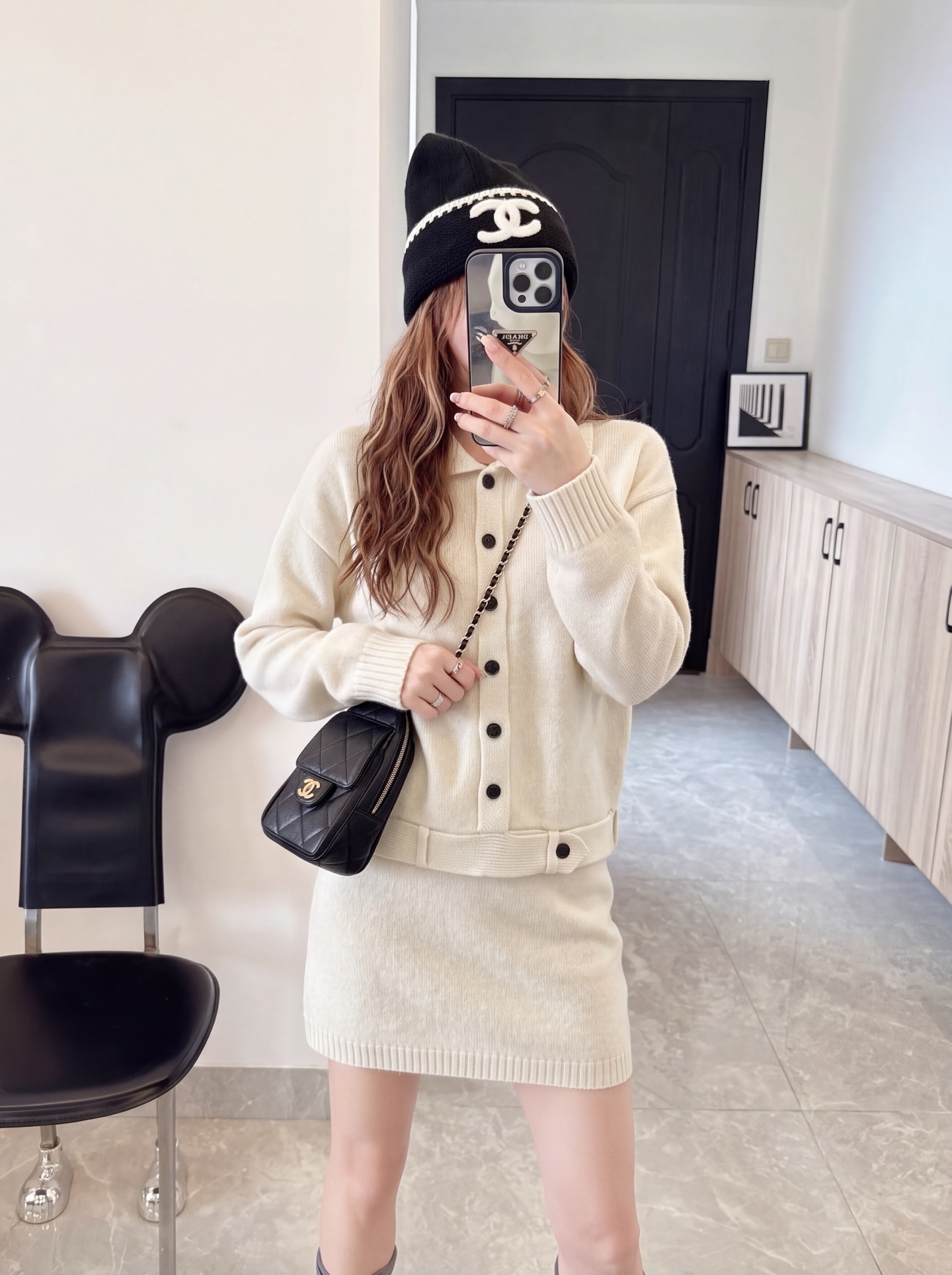 Max 26fw knit cardigan skirt sets