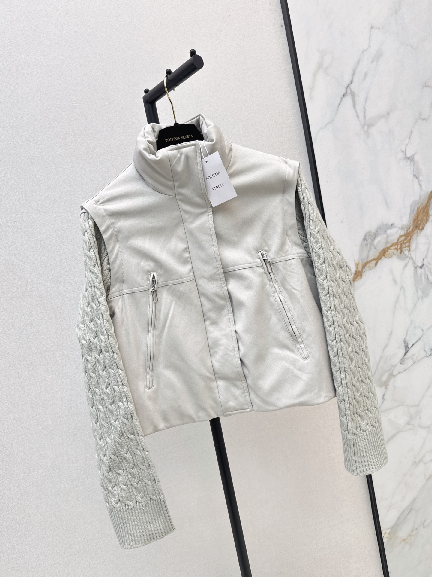 Bott 26fw detachable sleeve knit contract down jacket