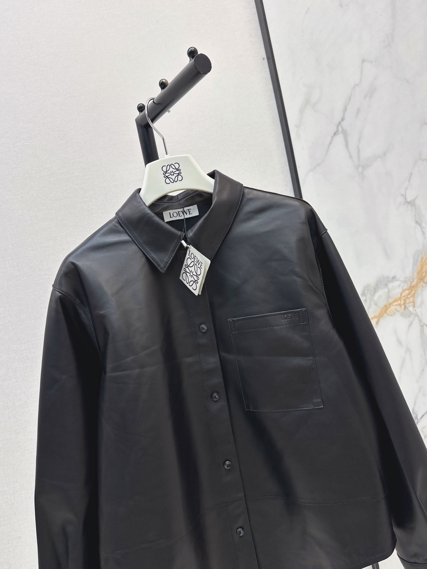 Loe 26fw leather shirt jacket