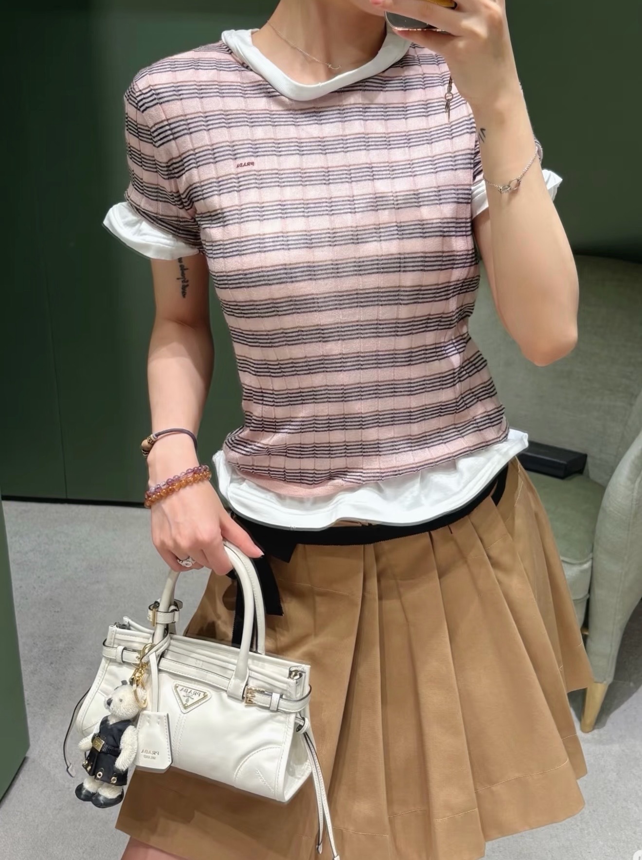 Pra 26fw stripe knit sweater