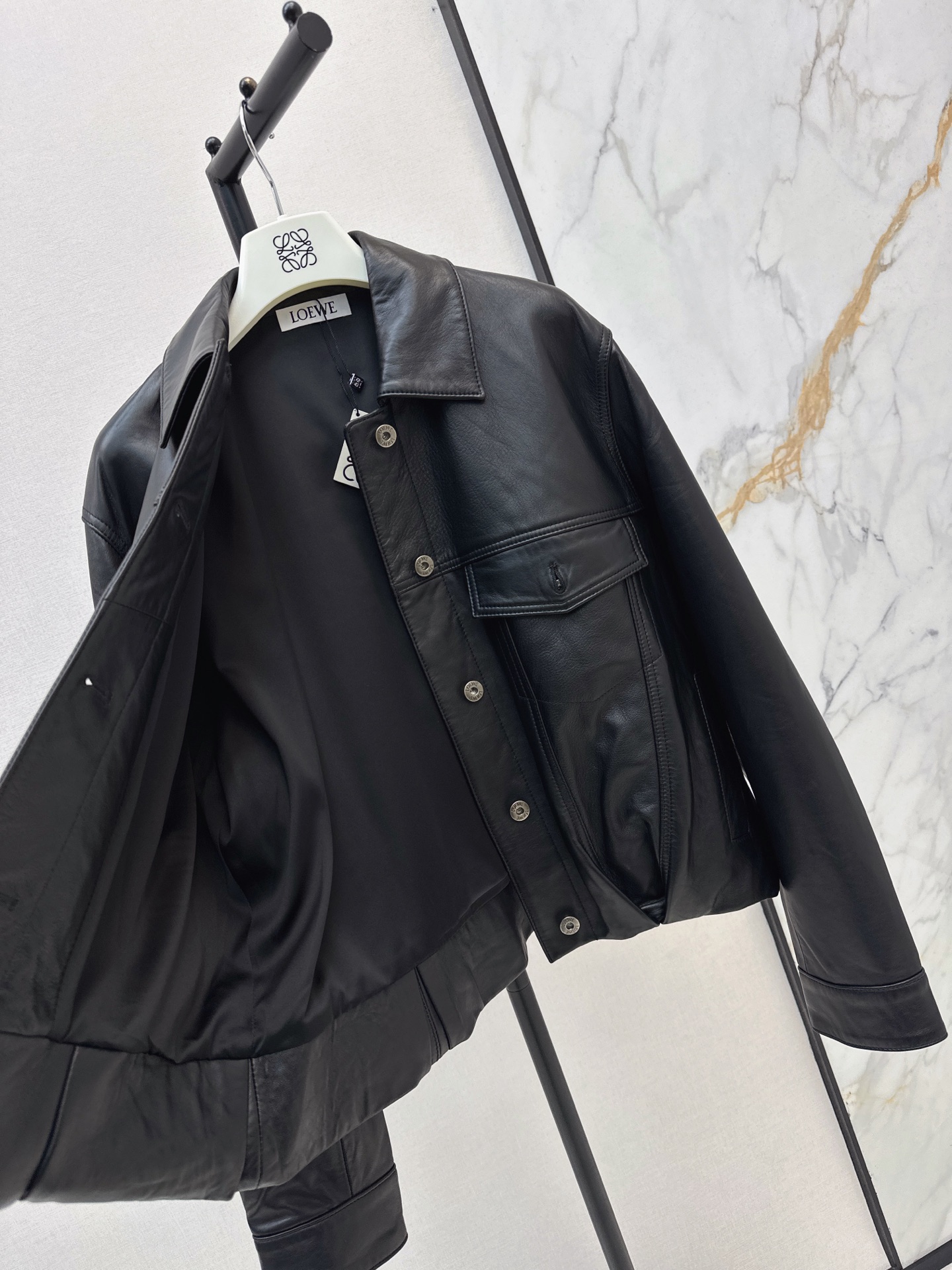 Loe 26fw Leather-Effect Trucker Jacket