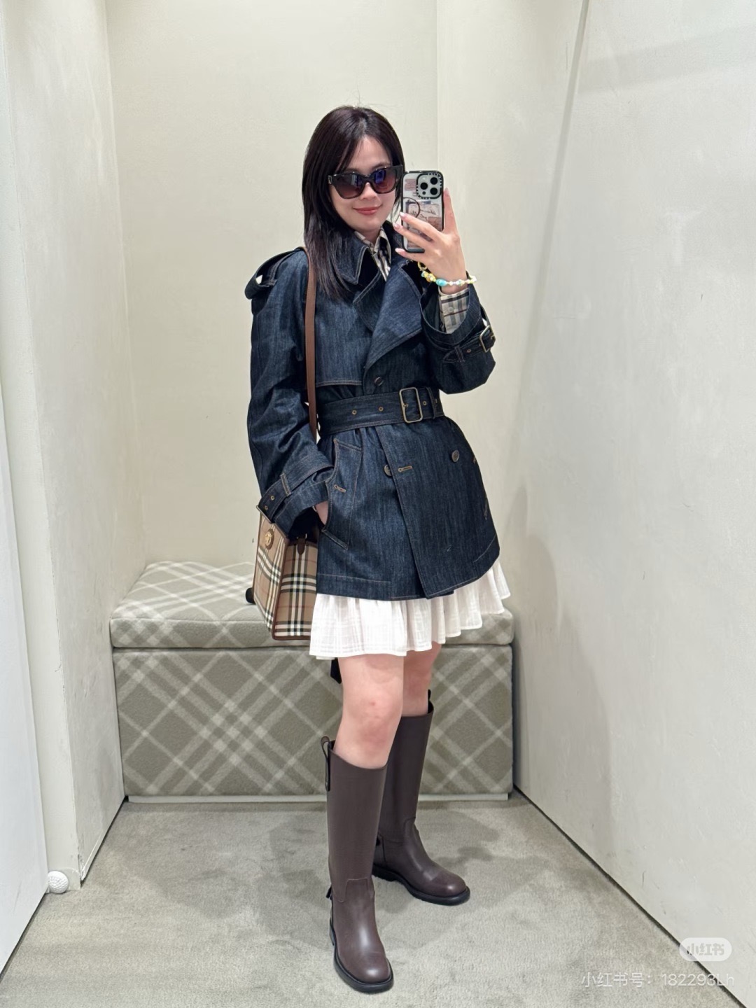 Bur 26fw belted denim jacket