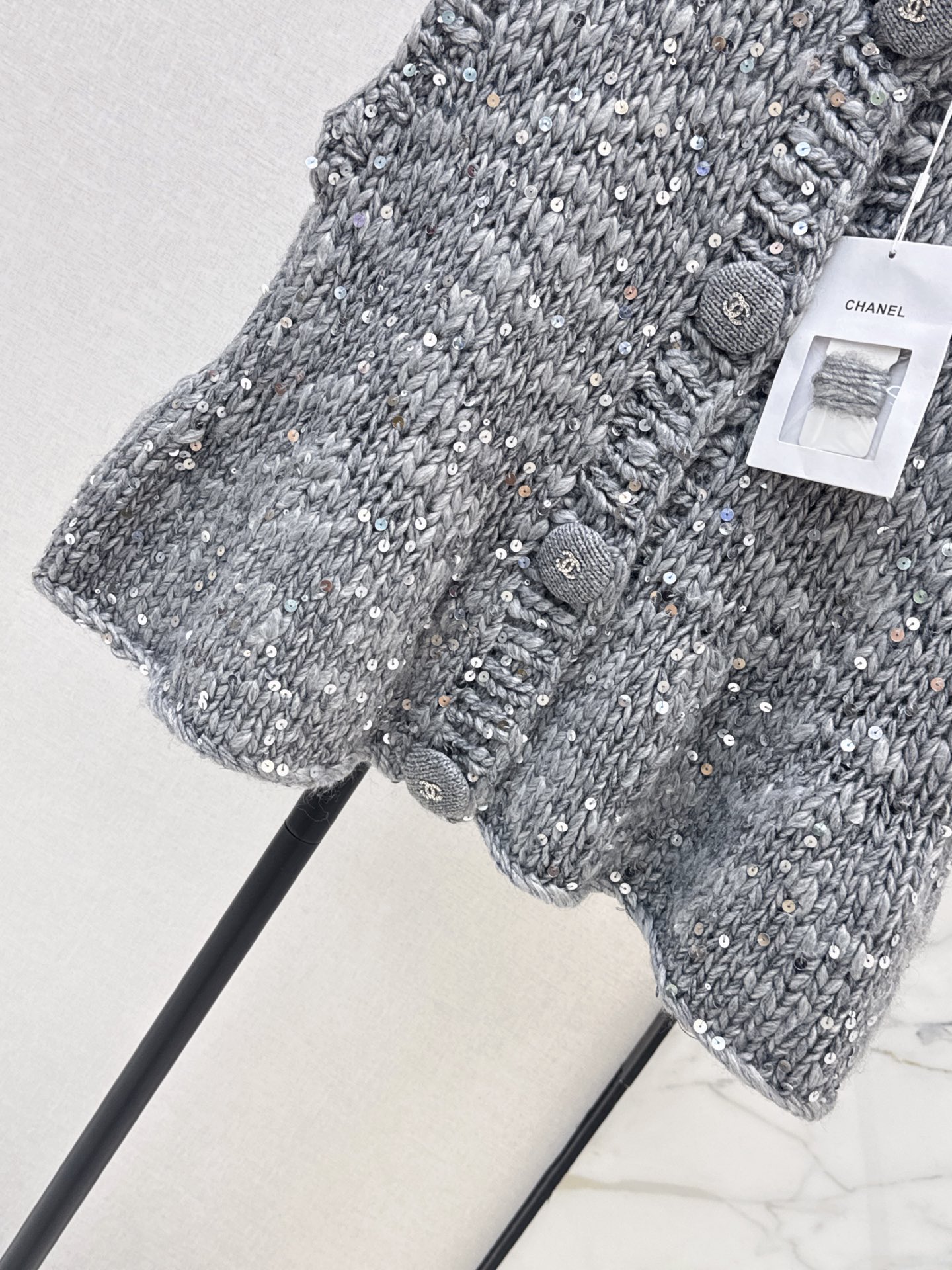 Chan 26fw sequin knit vest