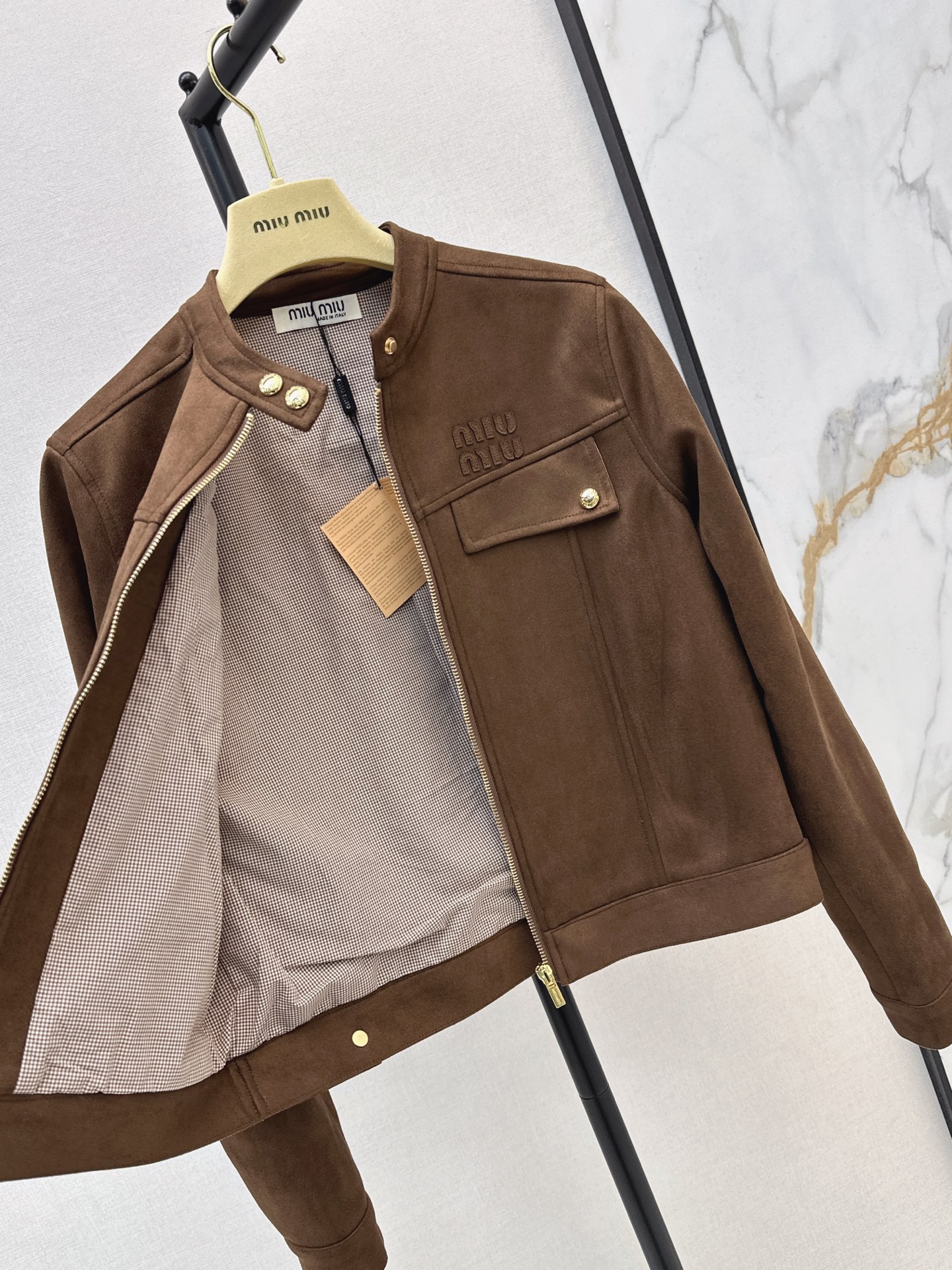 Miu 26fw zip-up cropped jacket