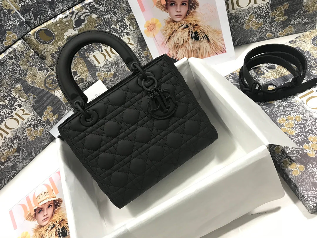 DO Mini Lady Bag Black Ultramatte Cannage Calfskin