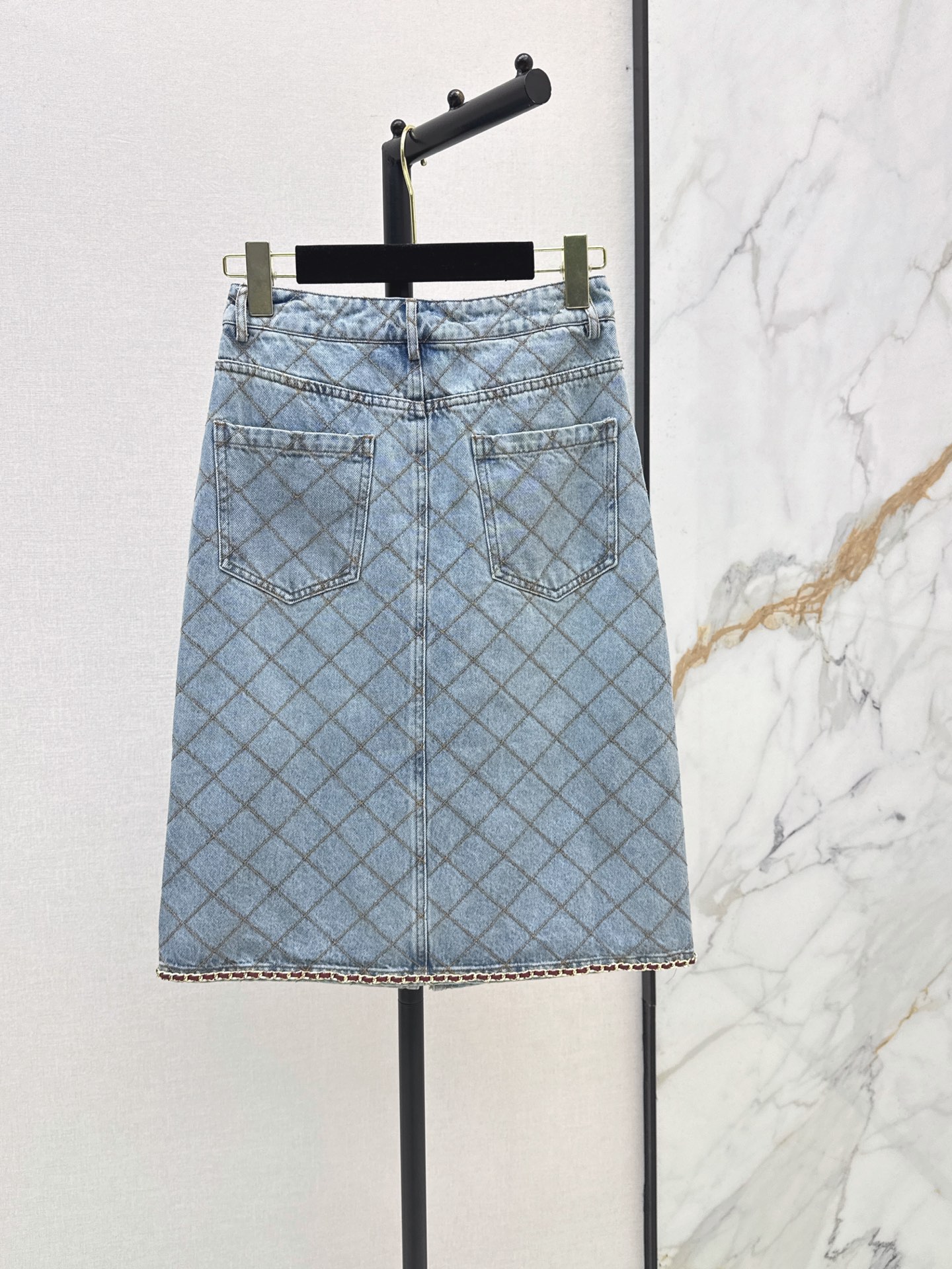 Chan 26fw diamond pattern denim skirt