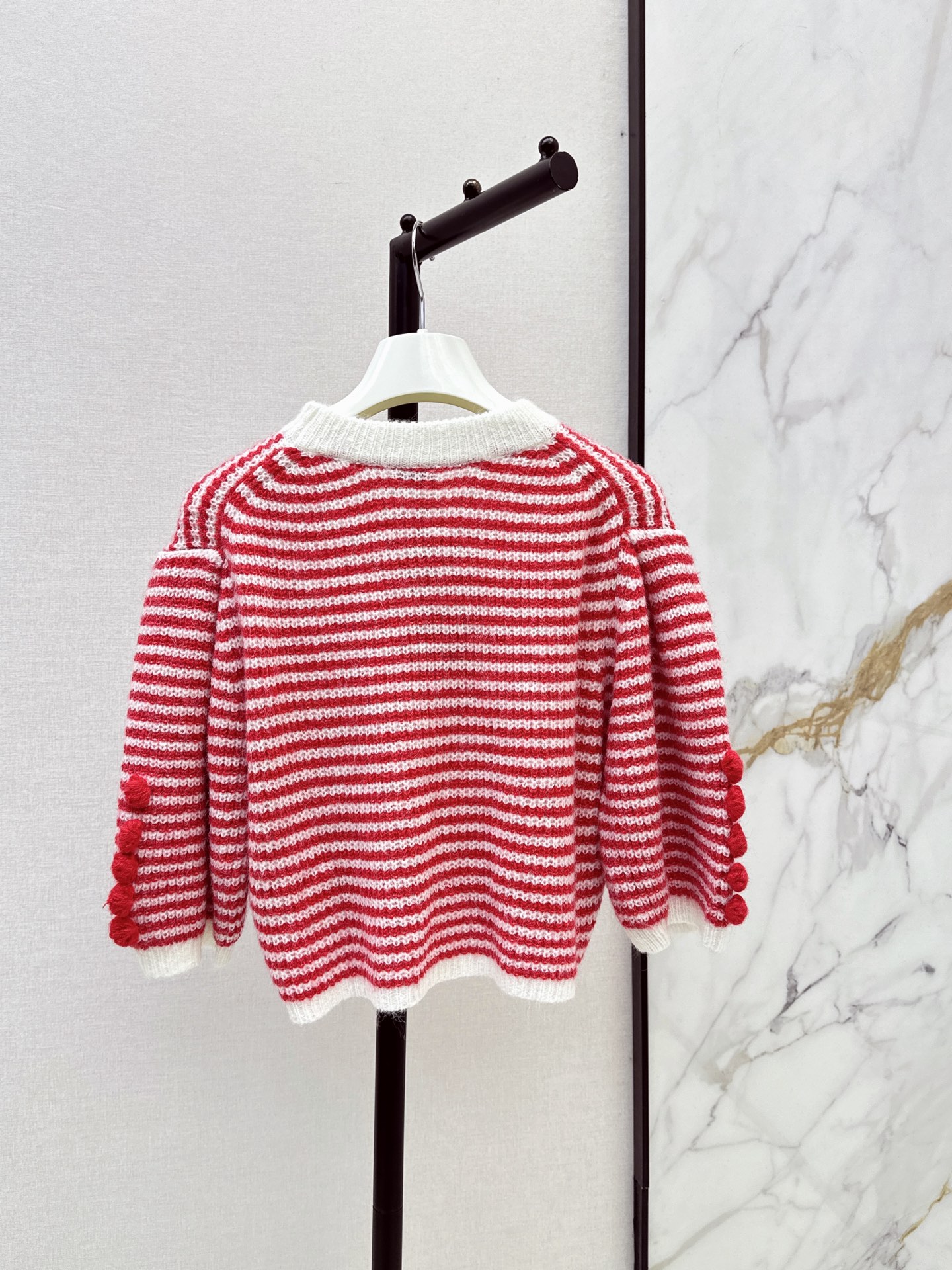 Loe 26fw stripe cropped knitwear