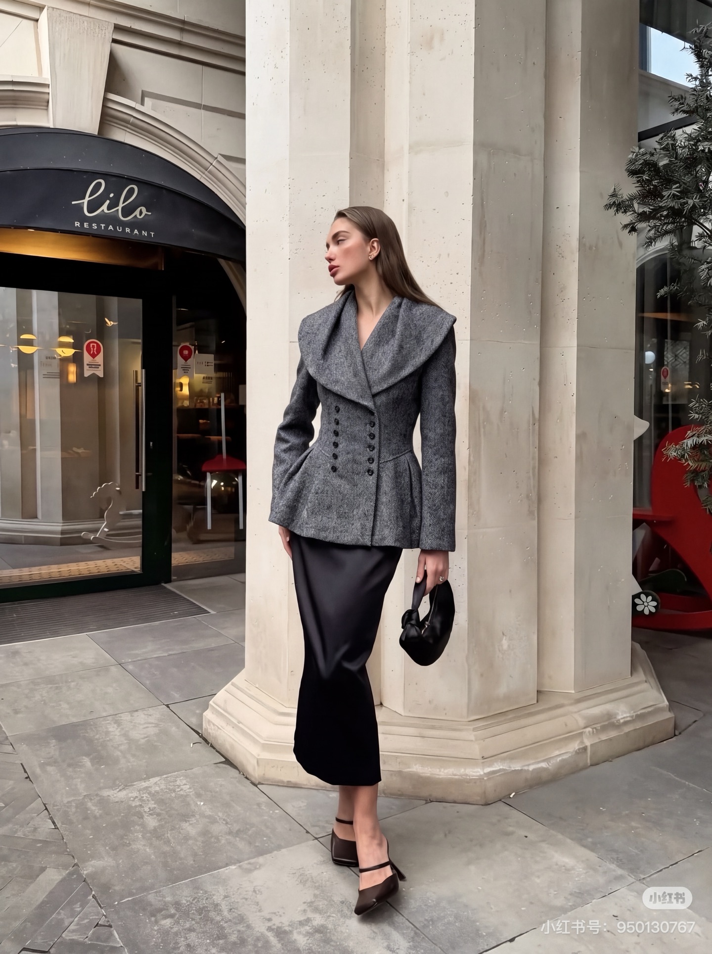Alex 26fw herringbone peplum blazer
