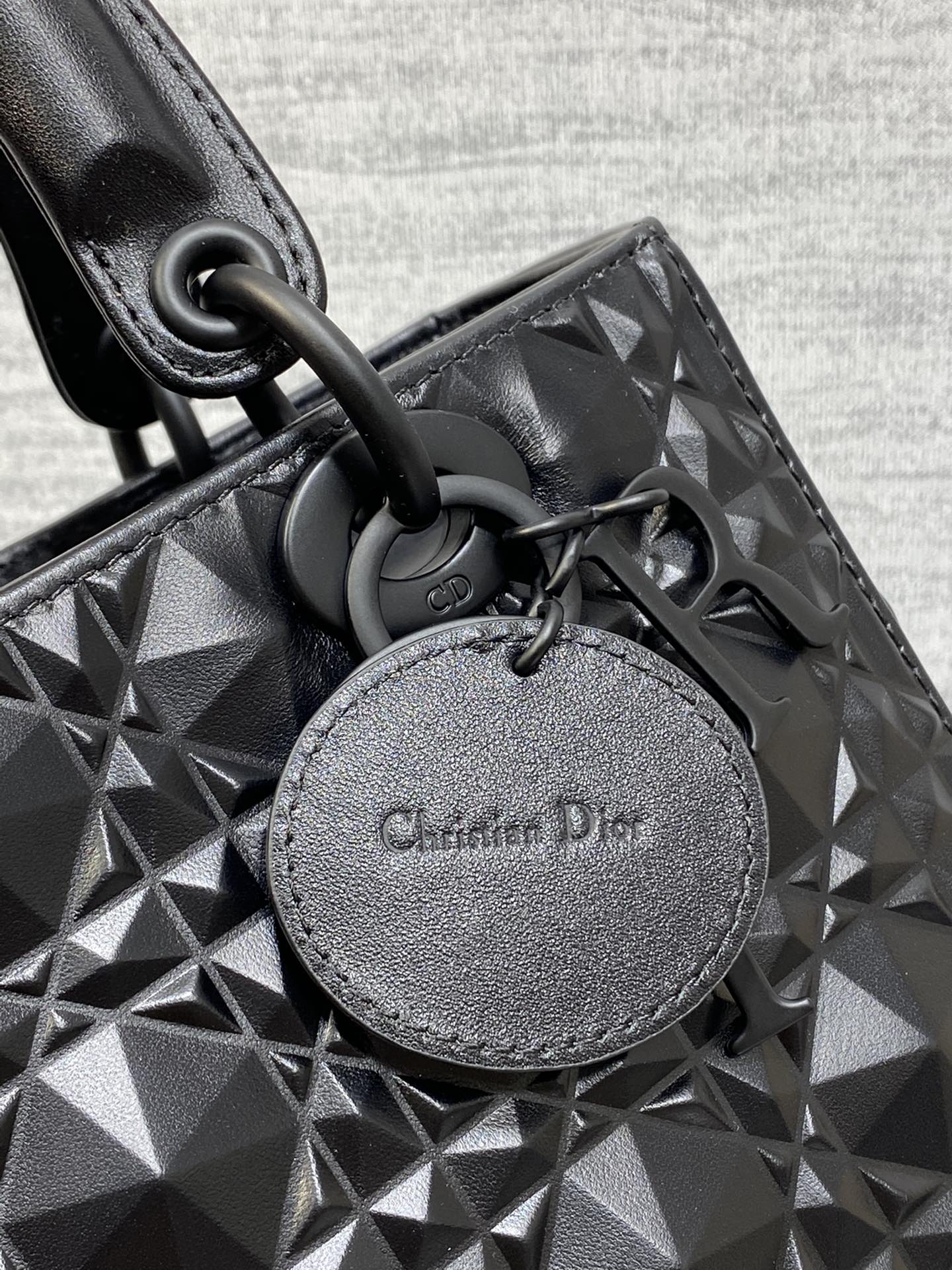 DO  Mini Lady Bag  Matte Black Diamond Pattern Calfskin