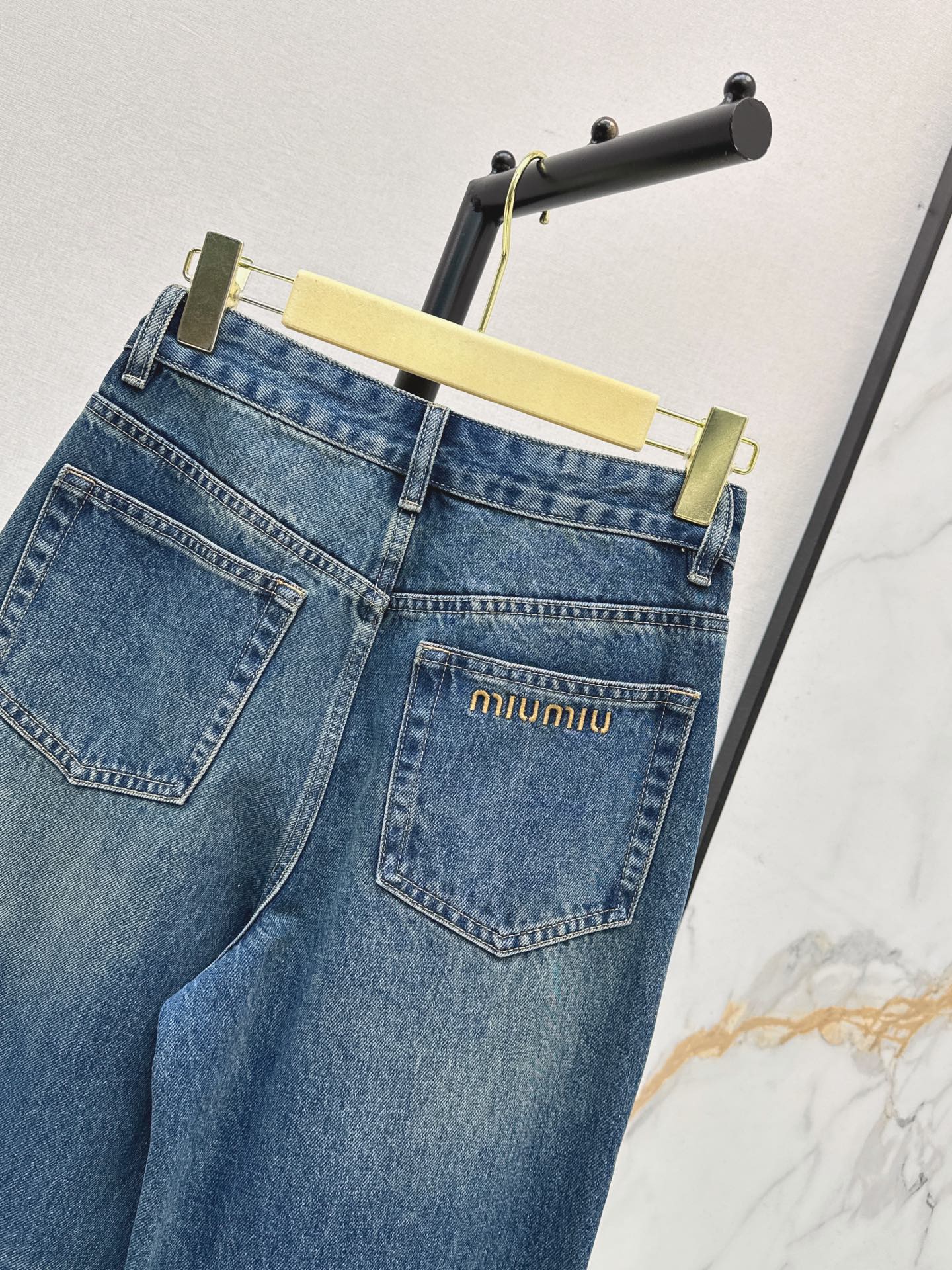 Miu 26fw wash wide-leg jeans