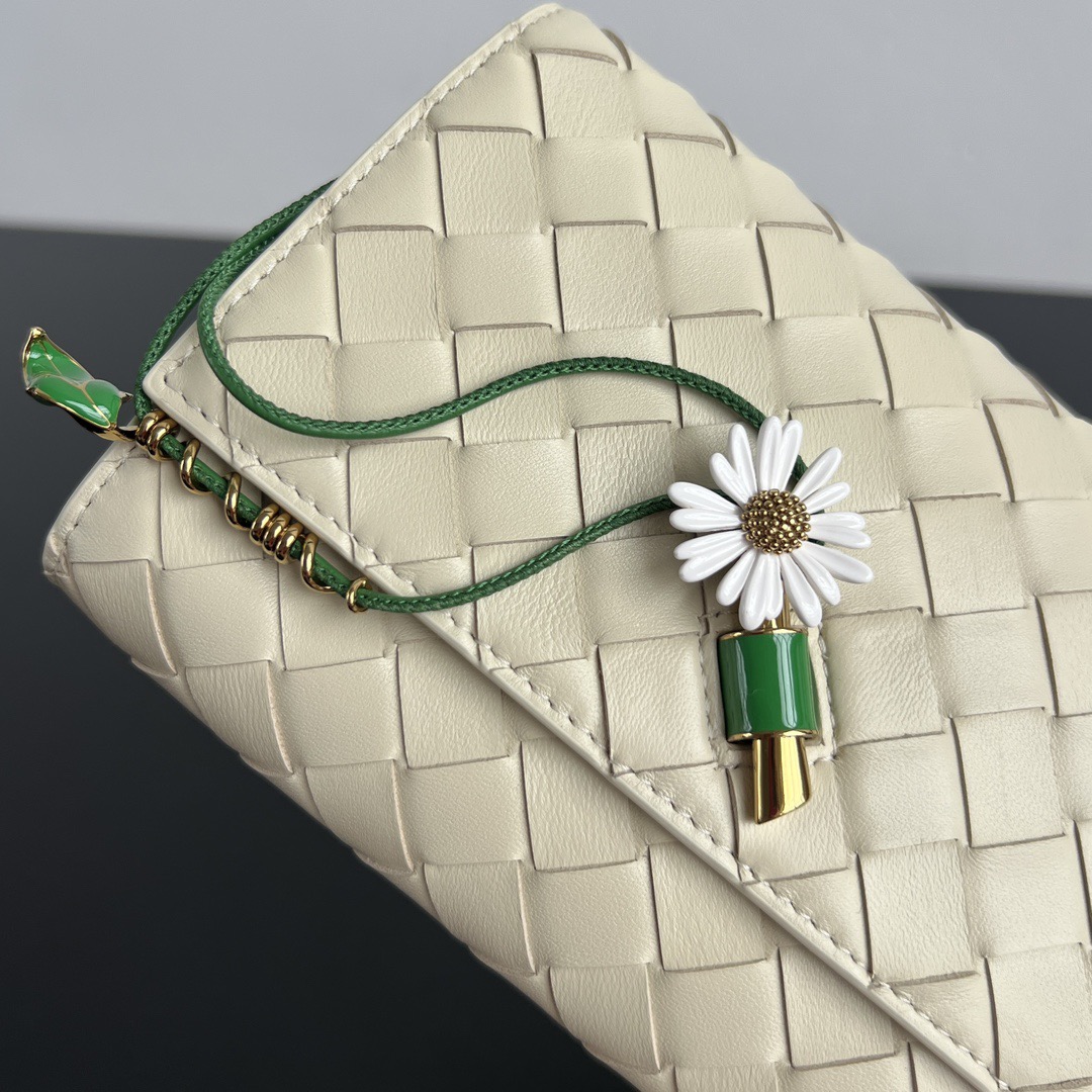 Botto Cream Woven Flap Shoulder Bag